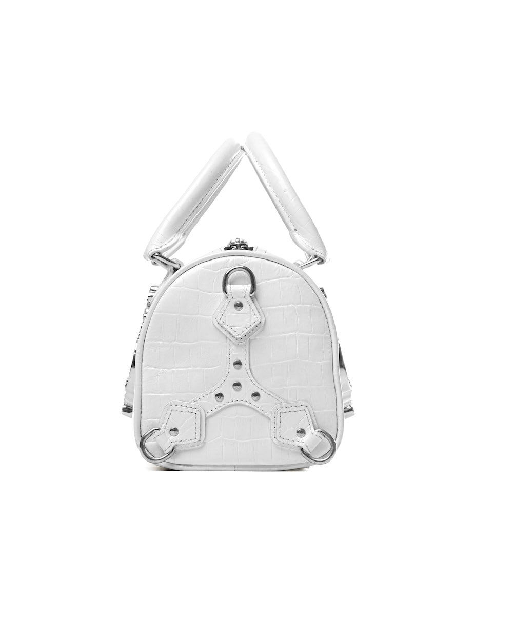 SSMA COWHIDE LEATHER BAG - EMBOSSED WHITE