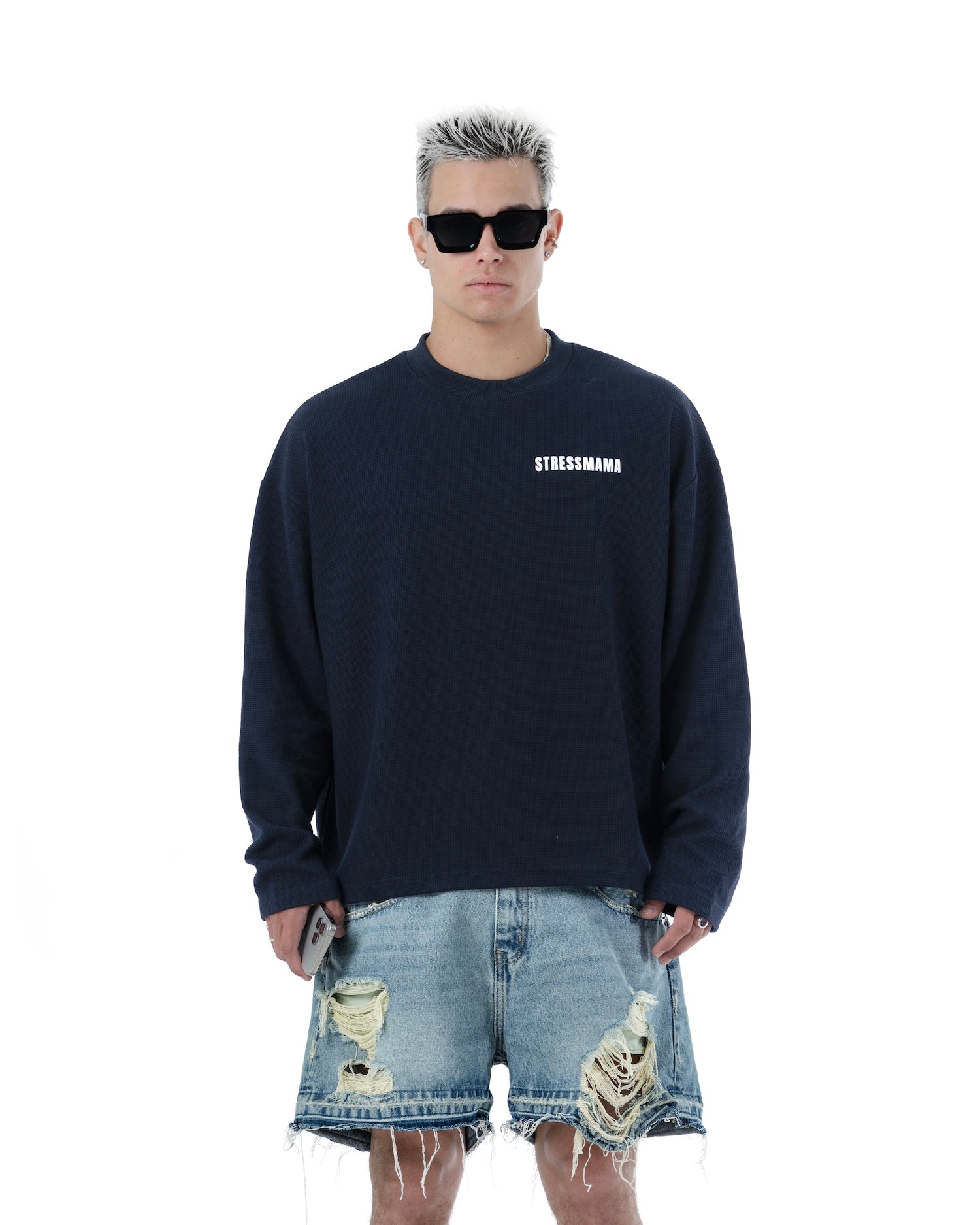 SS26 WAFFLE LONGSLEEVE - DARK BLUE
