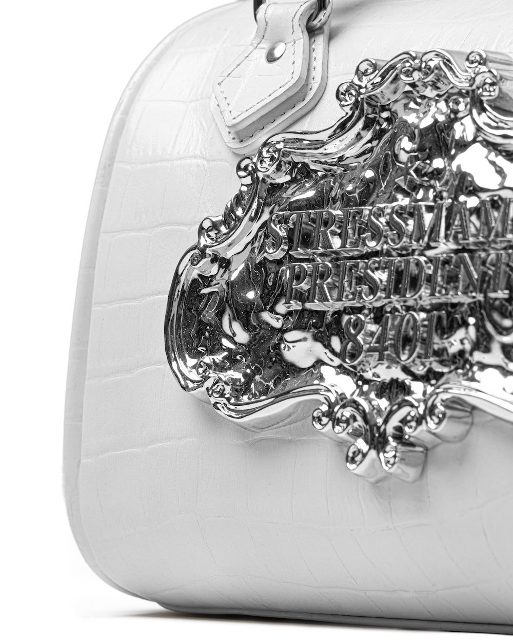SSMA COWHIDE LEATHER BAG - EMBOSSED WHITE