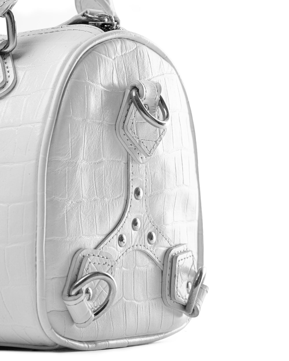 SSMA COWHIDE LEATHER BAG - EMBOSSED WHITE