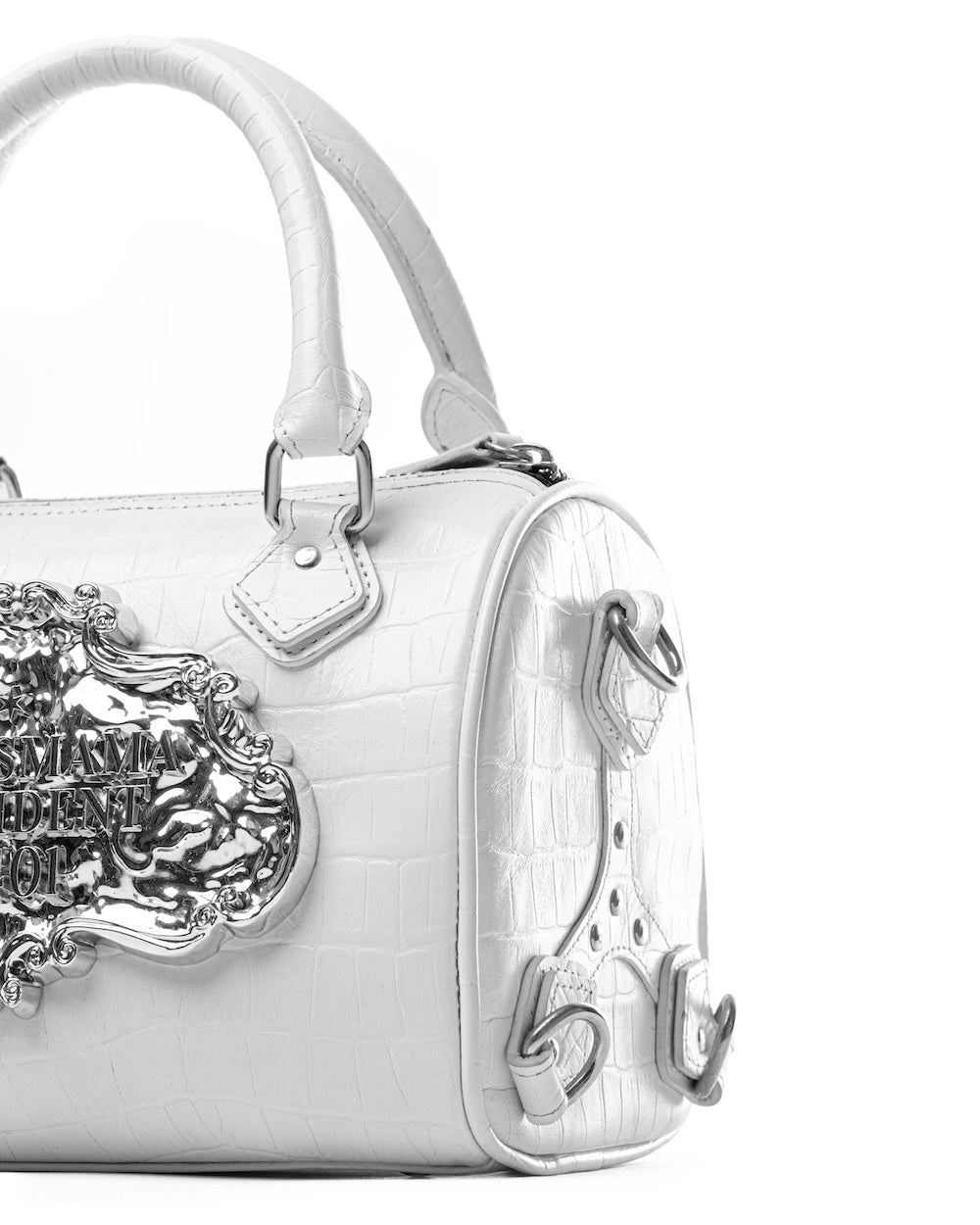 SSMA COWHIDE LEATHER BAG - EMBOSSED WHITE