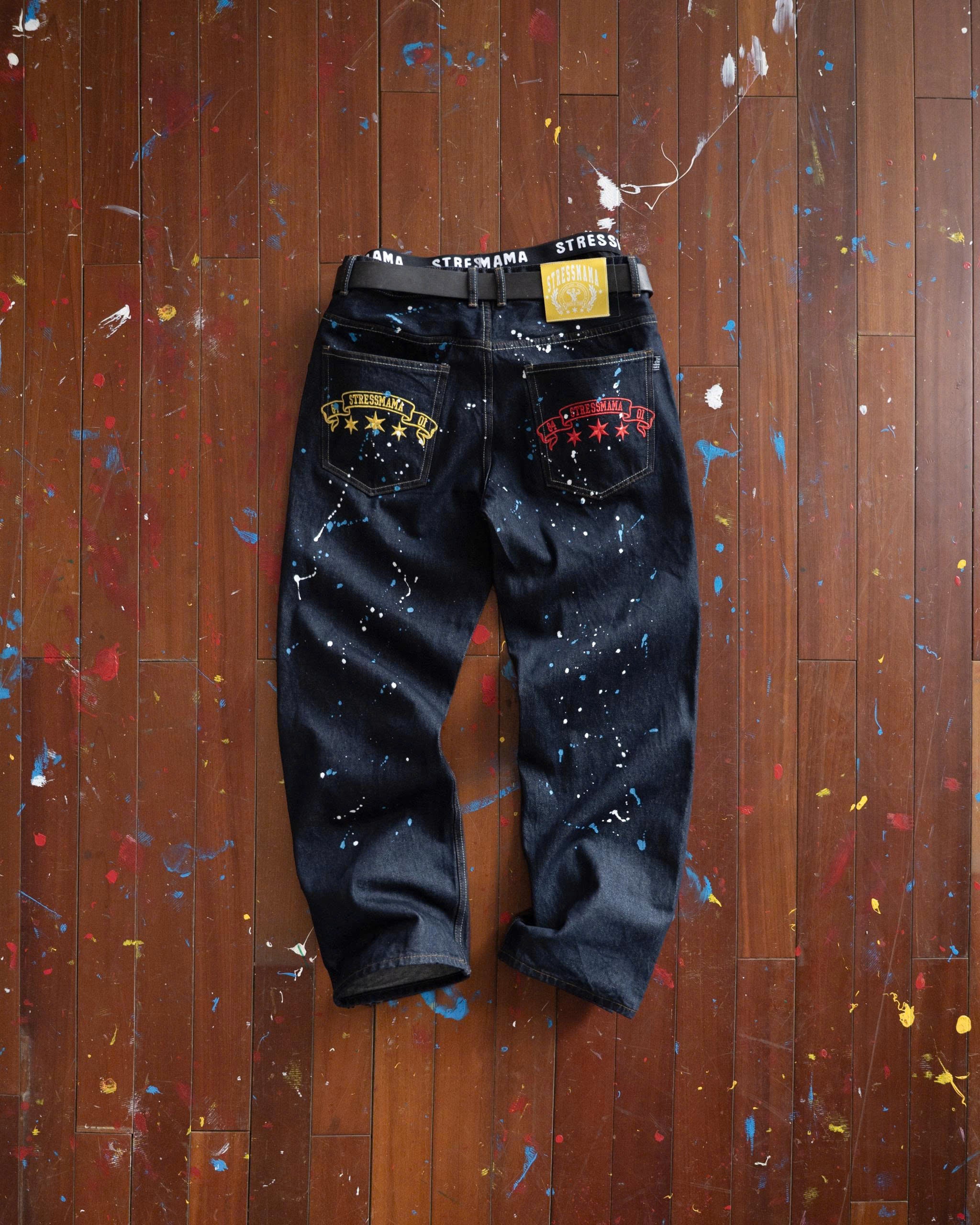 SSMA COLOR SPLATTER JEANS - DARK BLUE