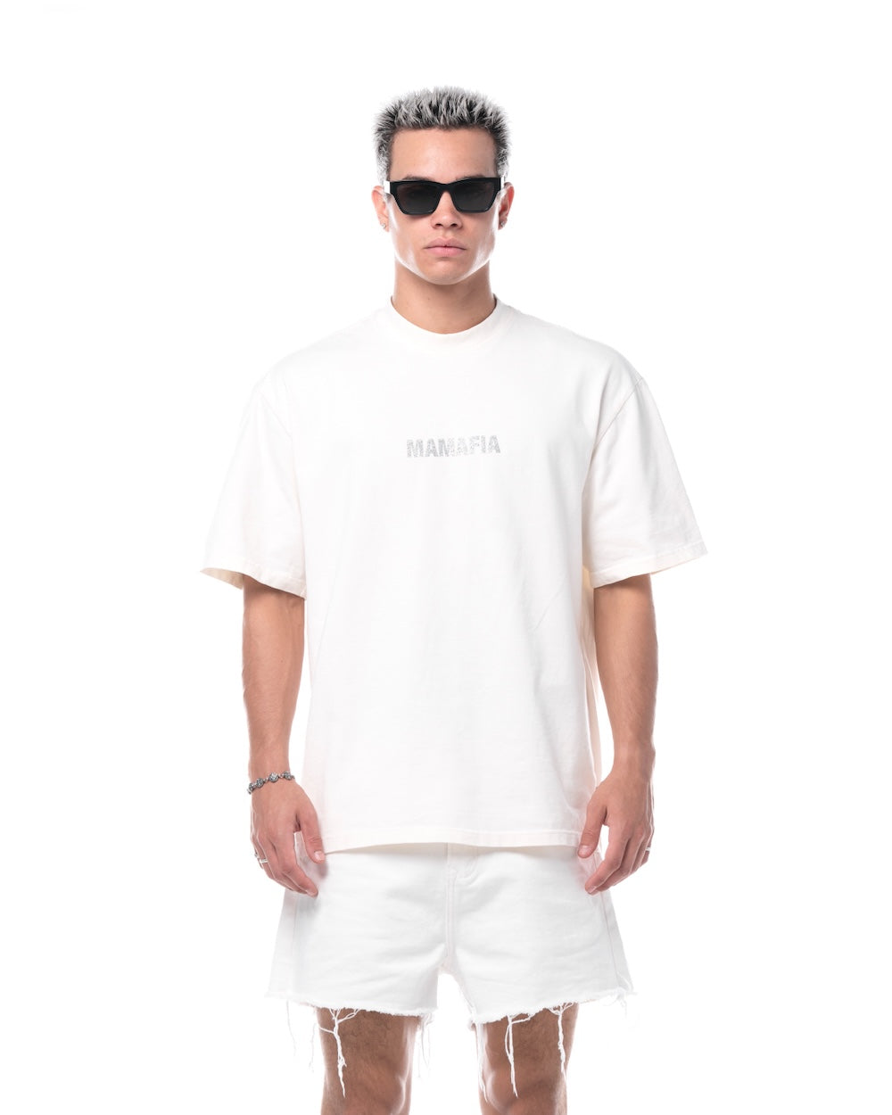 MAMAFIA GLITTER T-SHIRT - WHITE