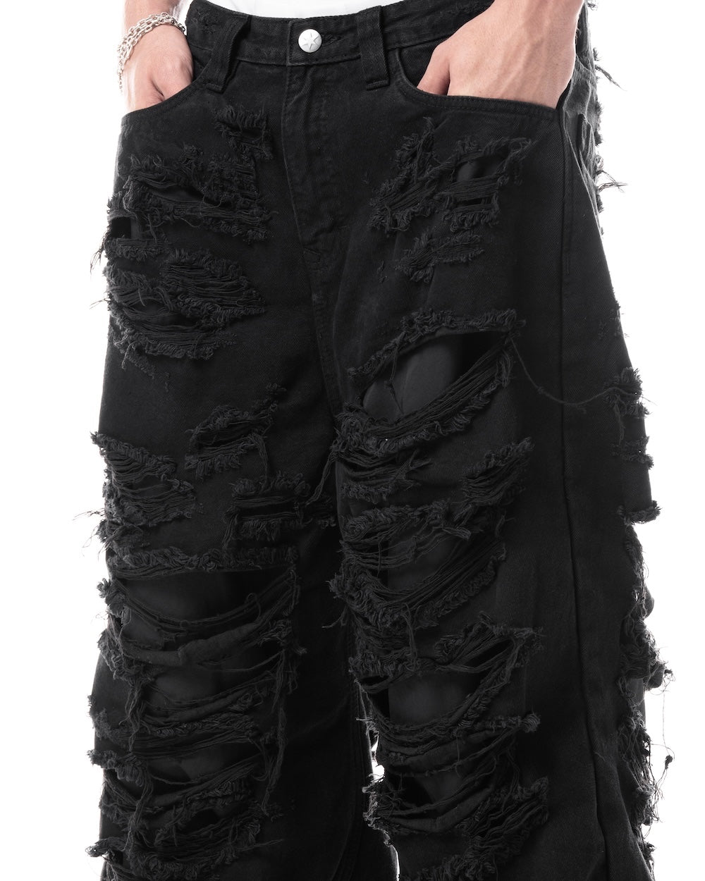 MAMAFIA DISTRESSED JEANS - BLACK