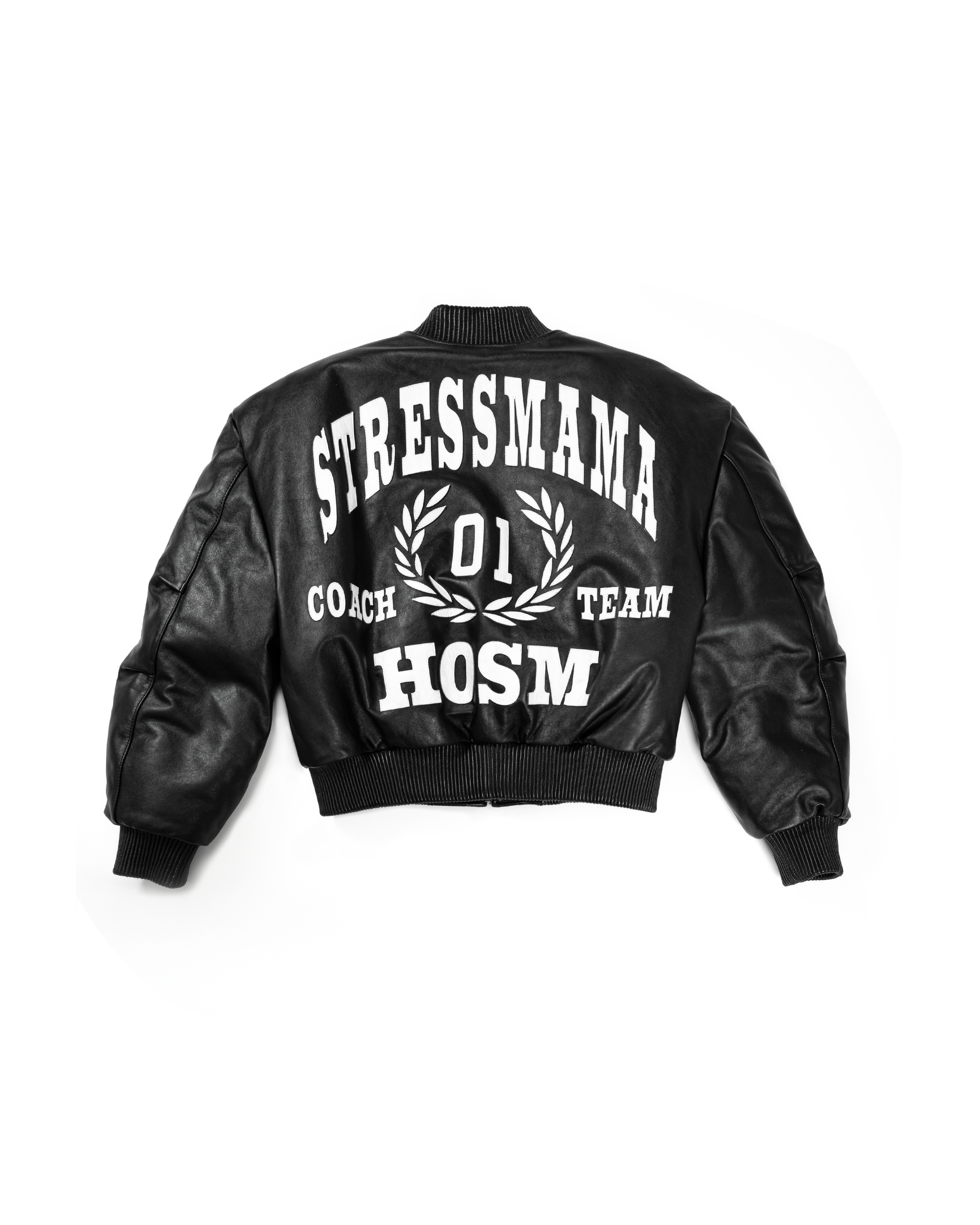 FW25 LEATHER BOMBER JACKET - BLACK