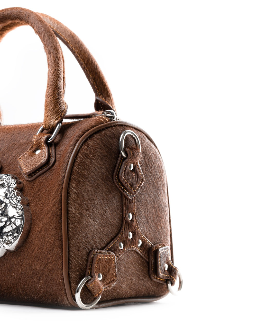 SSMA COWHIDE LEATHER BAG - HAIRON BROWN