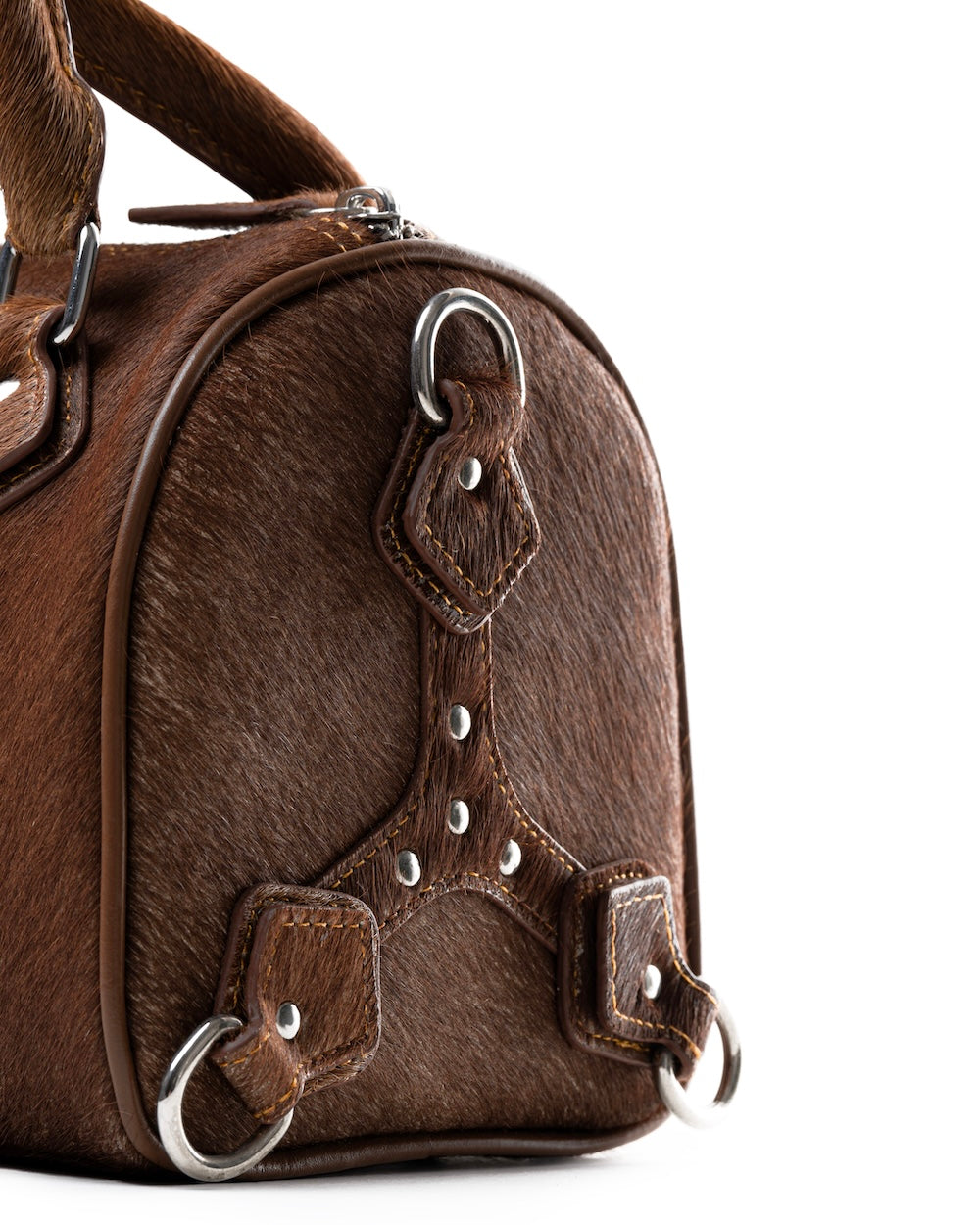 SSMA COWHIDE LEATHER BAG - HAIRON BROWN