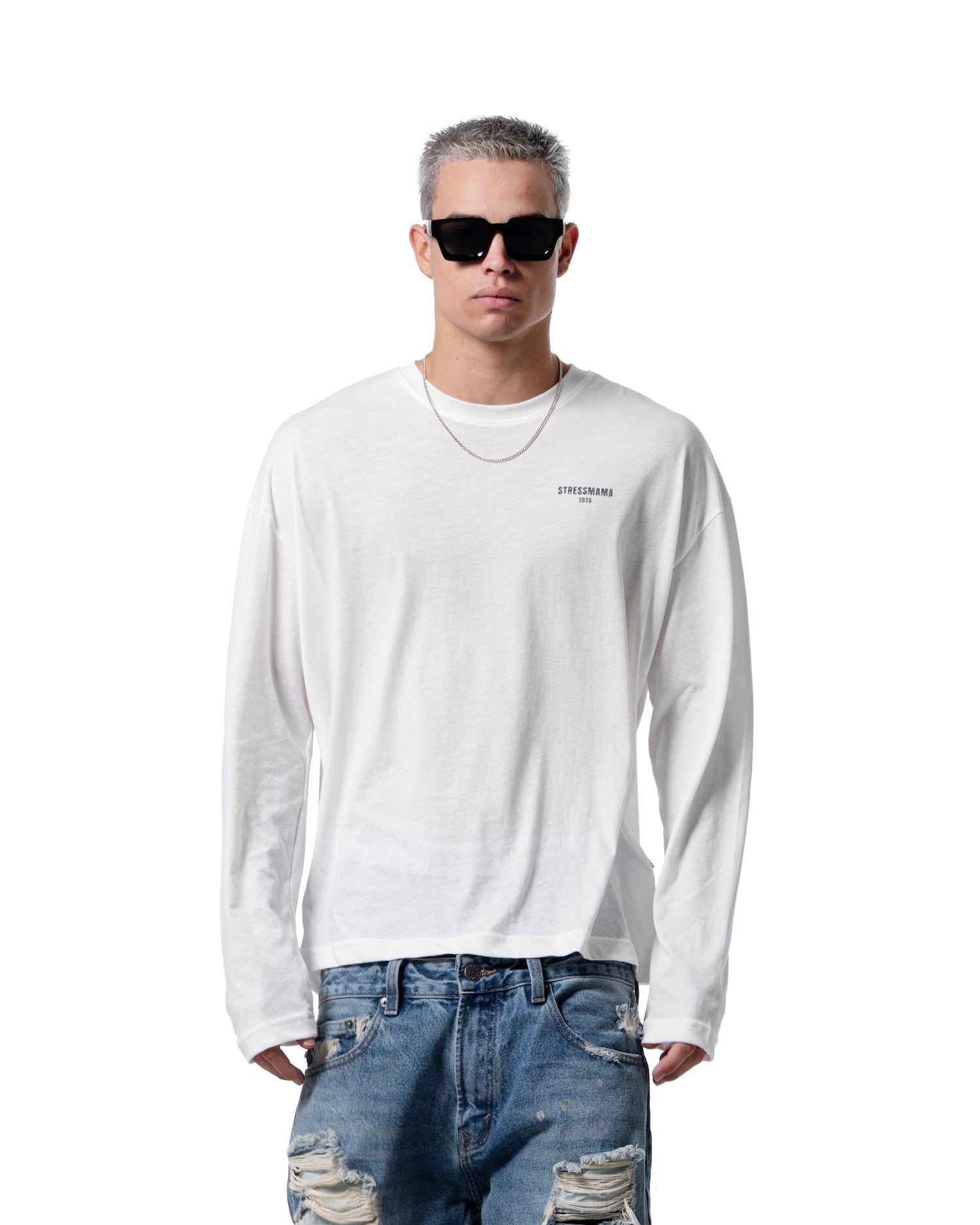 STRESSMAMA 長袖Tシャツ ホワイト size M LONG-SLEEVE – STRESSMAMA