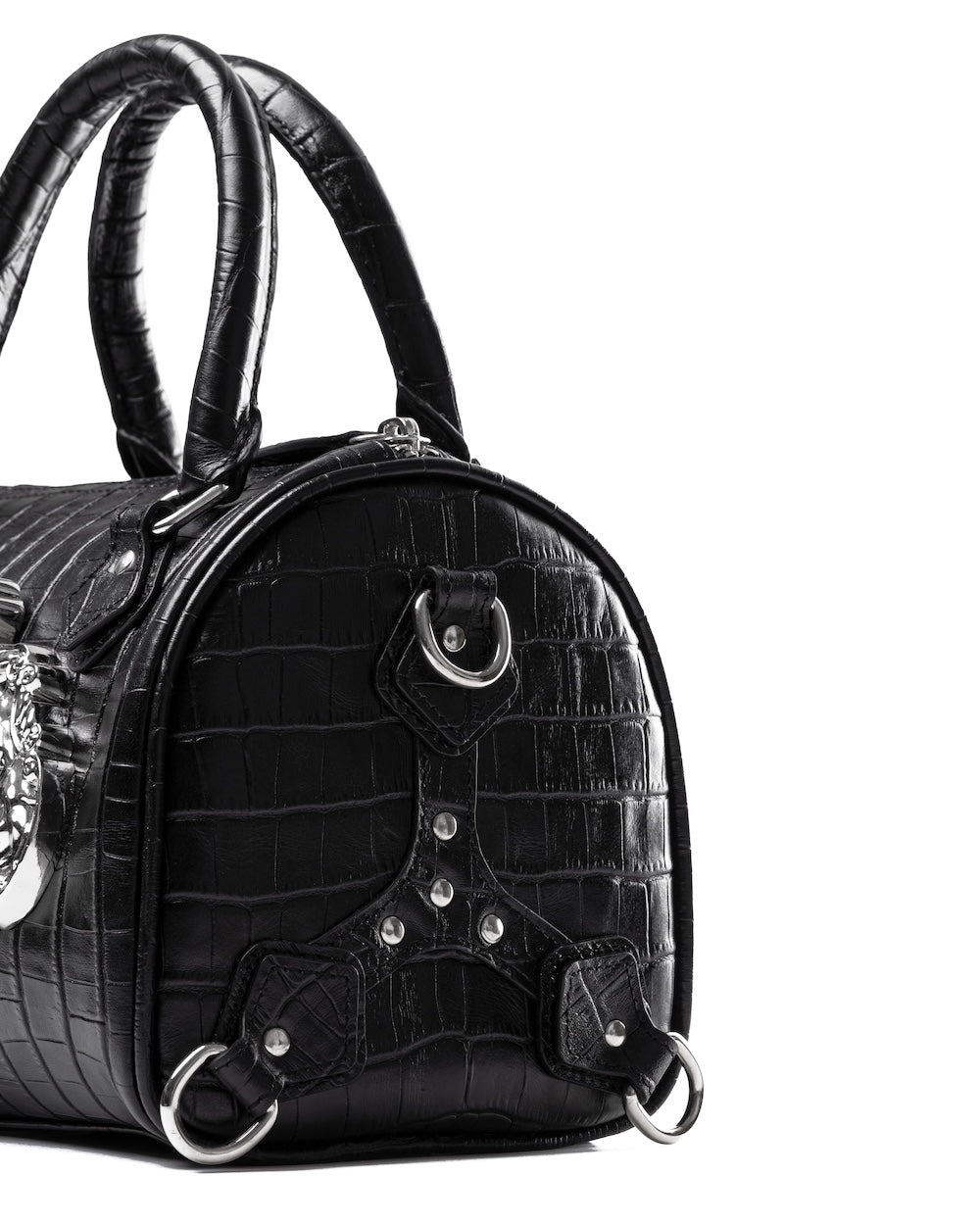 SSMA COWHIDE LEATHER BAG - EMBOSSED BLACK