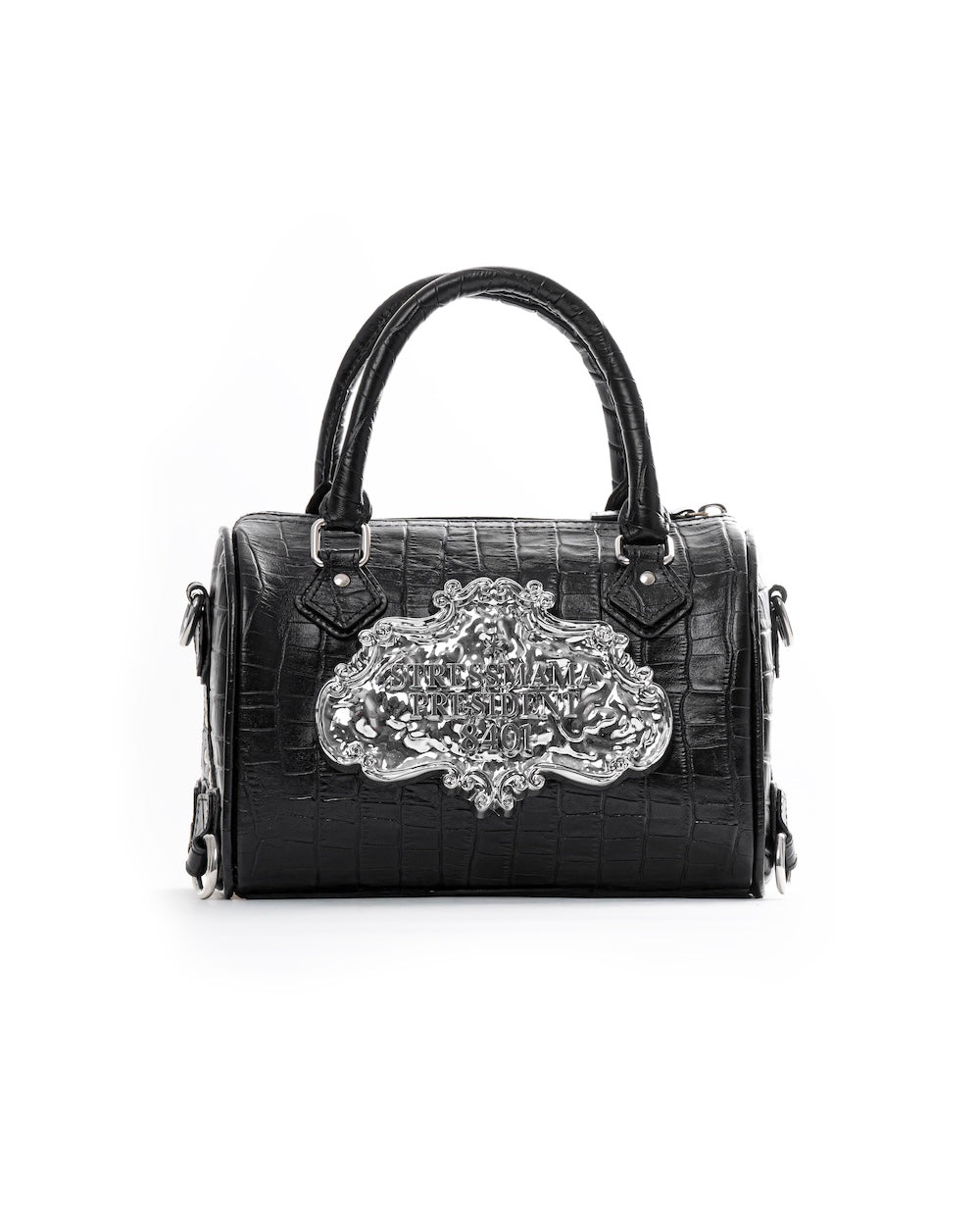 SSMA COWHIDE LEATHER BAG - EMBOSSED BLACK