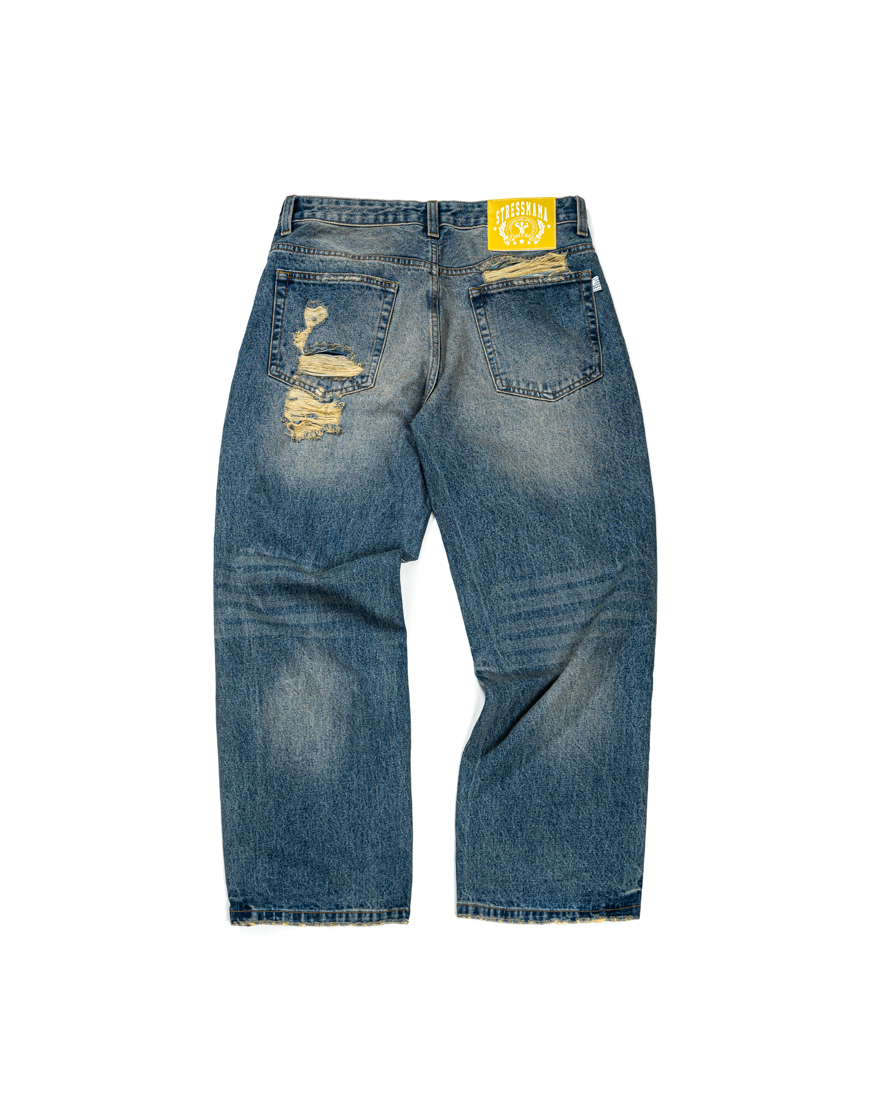 FW25 RIPPED BAGGY JEANS - BLUE