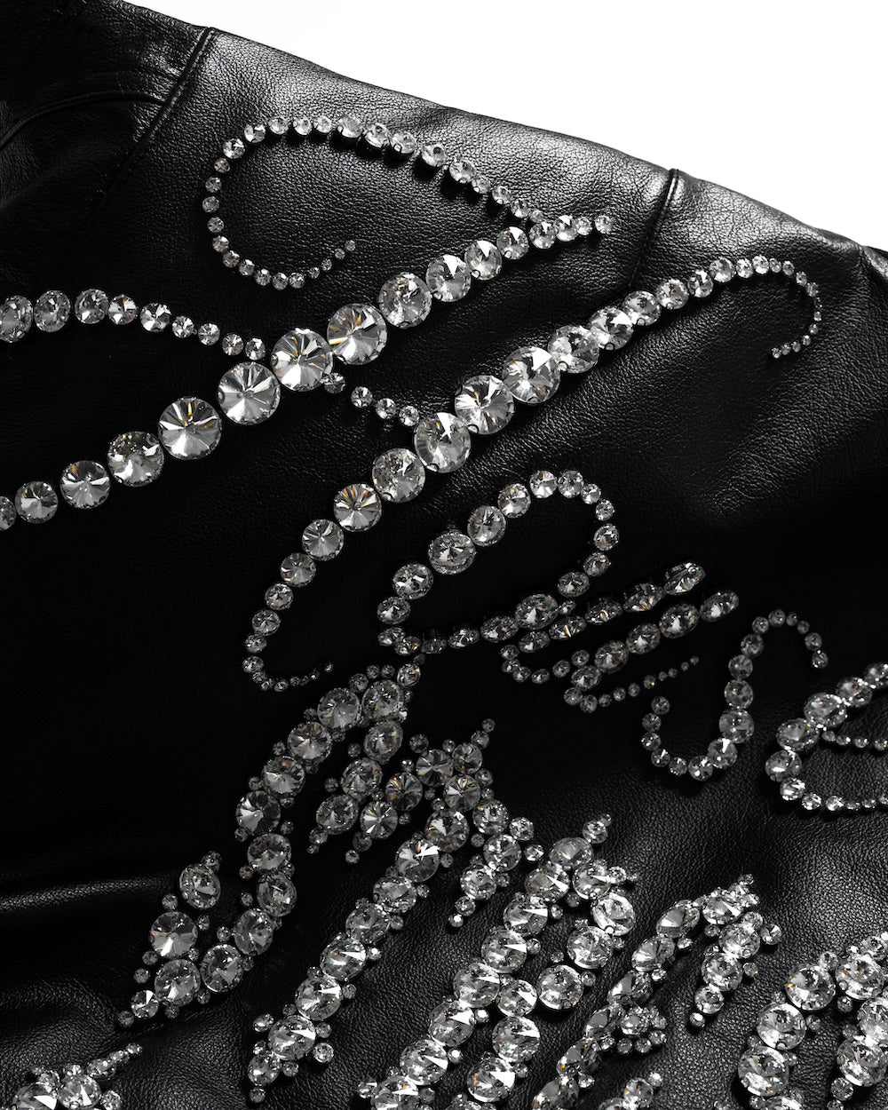 MAMAFIA EMBELLISHED LEATHER JACKET - BLACK