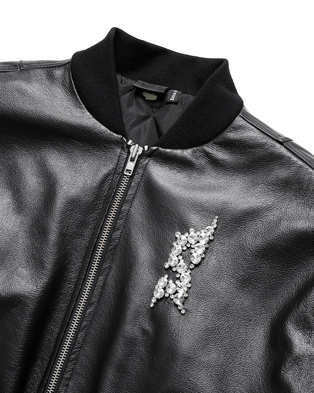 MAMAFIA EMBELLISHED LEATHER JACKET - BLACK
