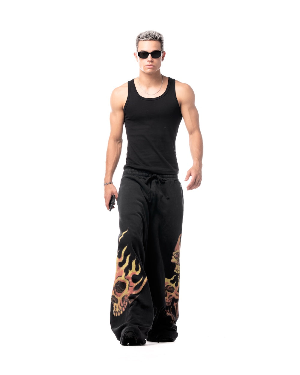 SSMA SKULL SWEAT PANTS - BLACK