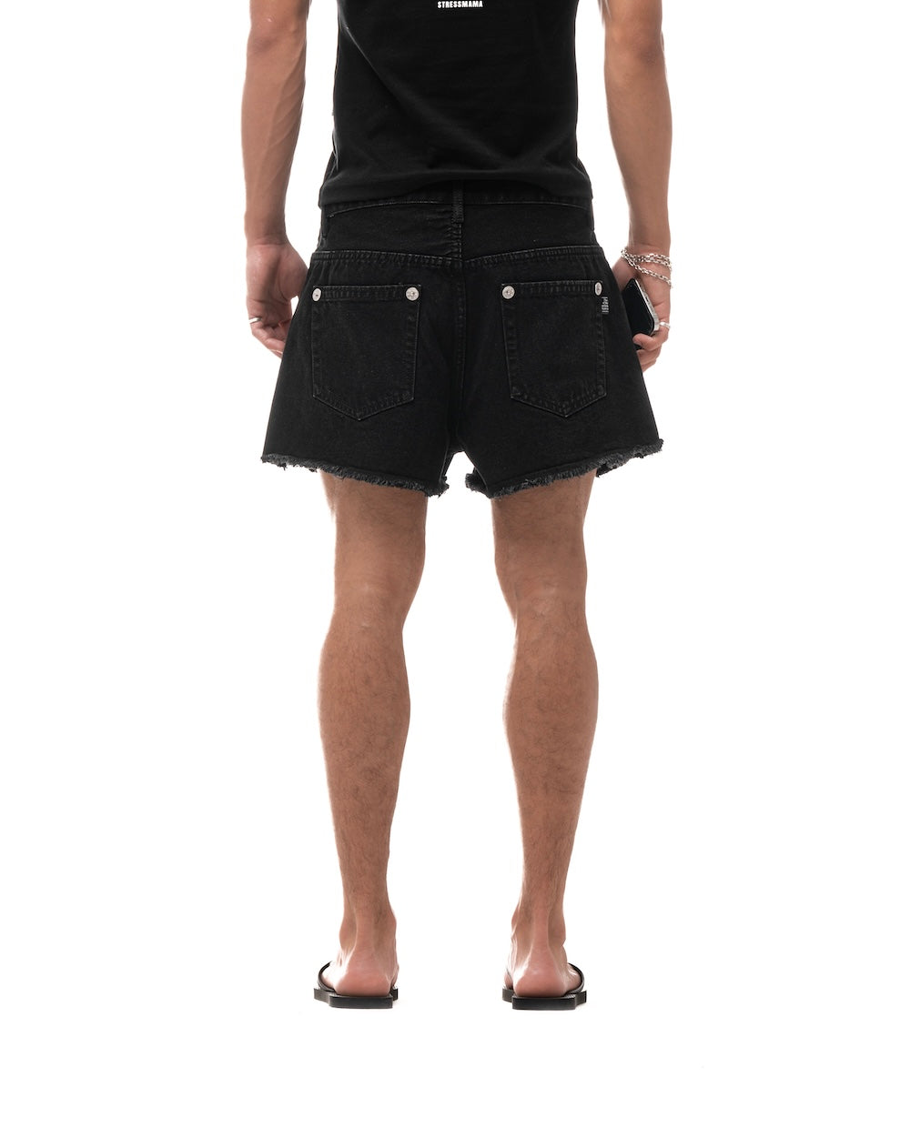 LAMERSPHERE BLACK DENIM SHORTS サイズM HÔTEL MAMA DENIM SHORTS - BLACK – STRESSMAMA