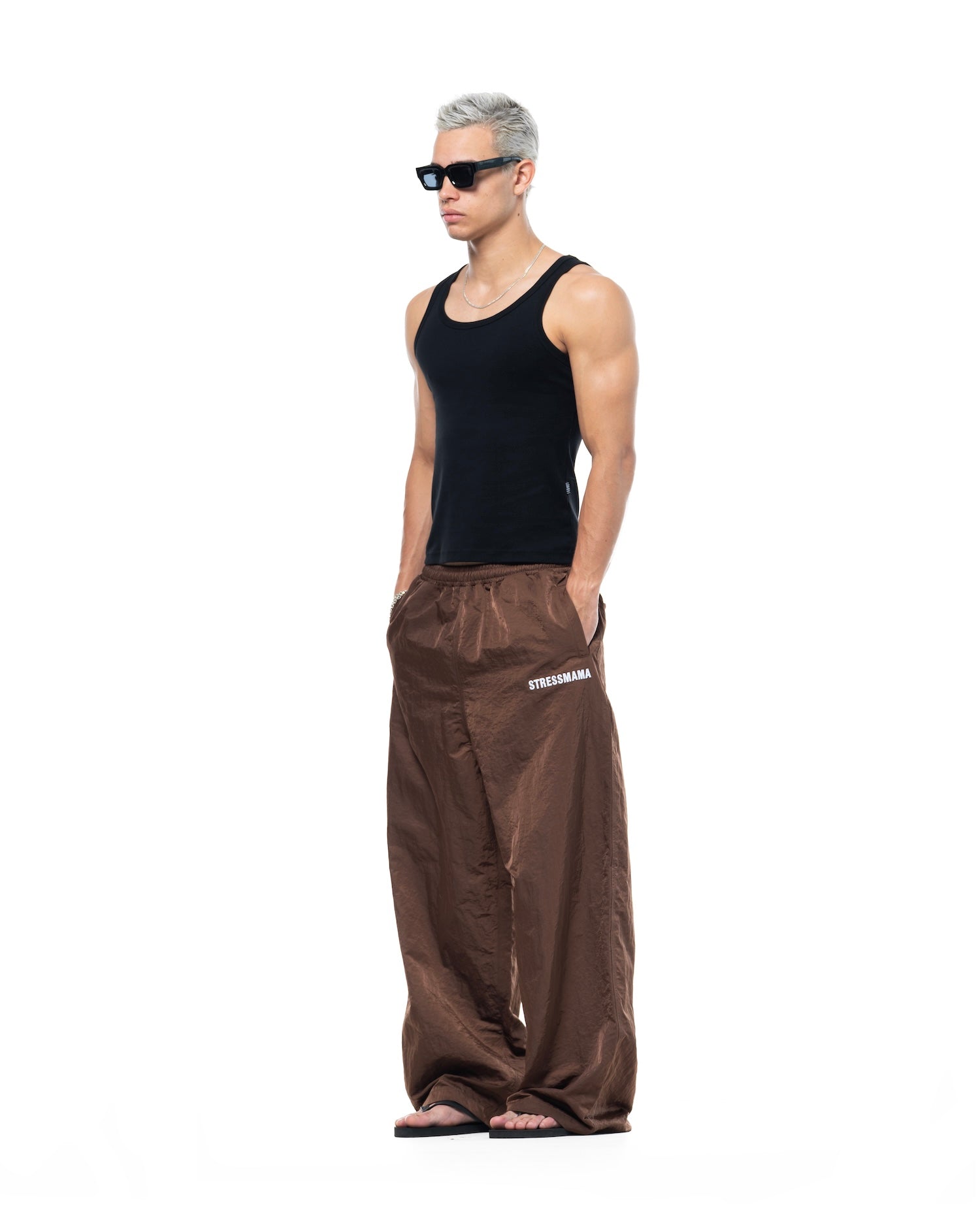 SSMA COACH TRACKSUIT PANTS - BROWN