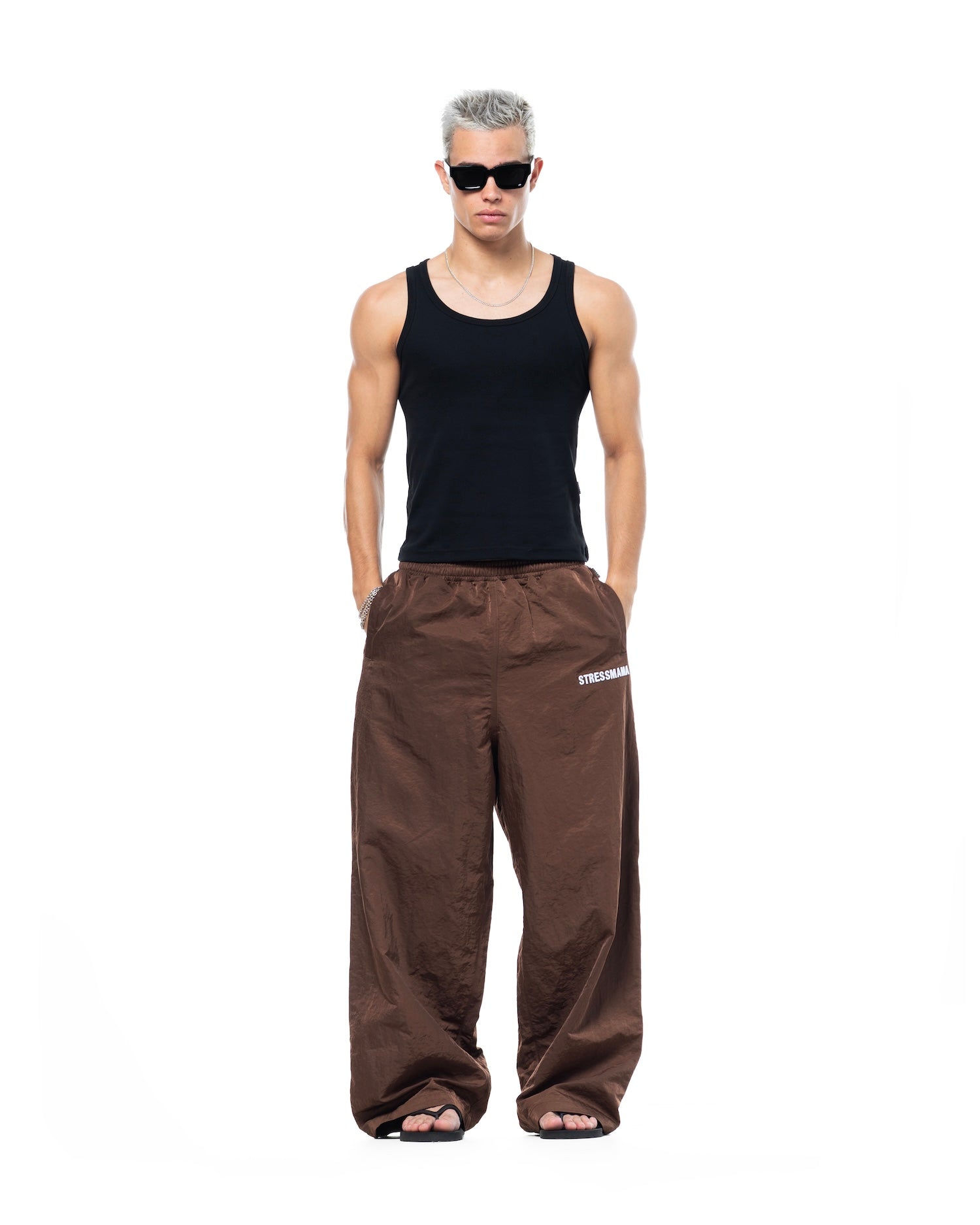 SSMA COACH TRACKSUIT PANTS - BROWN