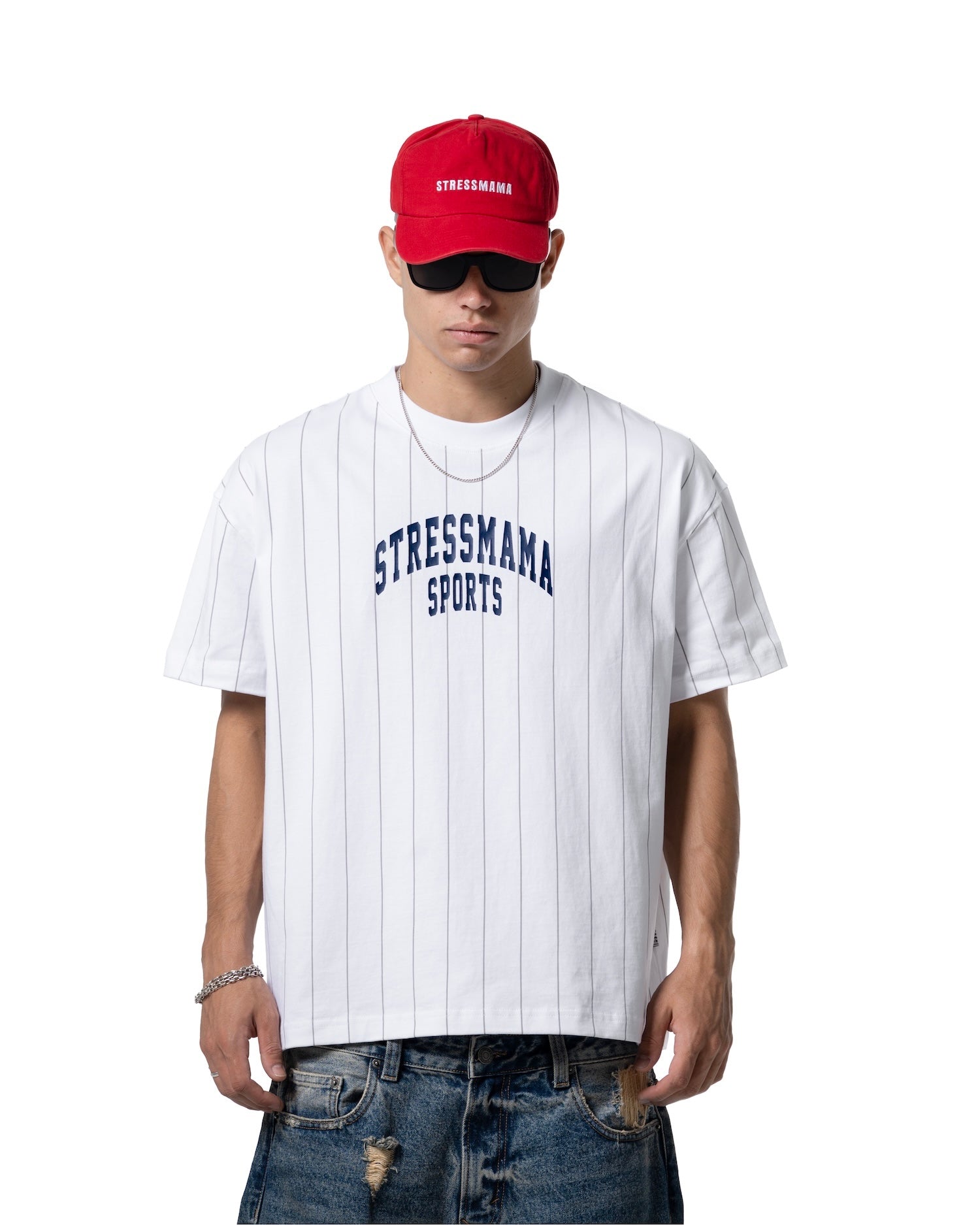 SSMA SPORTS STRIPED T-SHIRT - WHITE