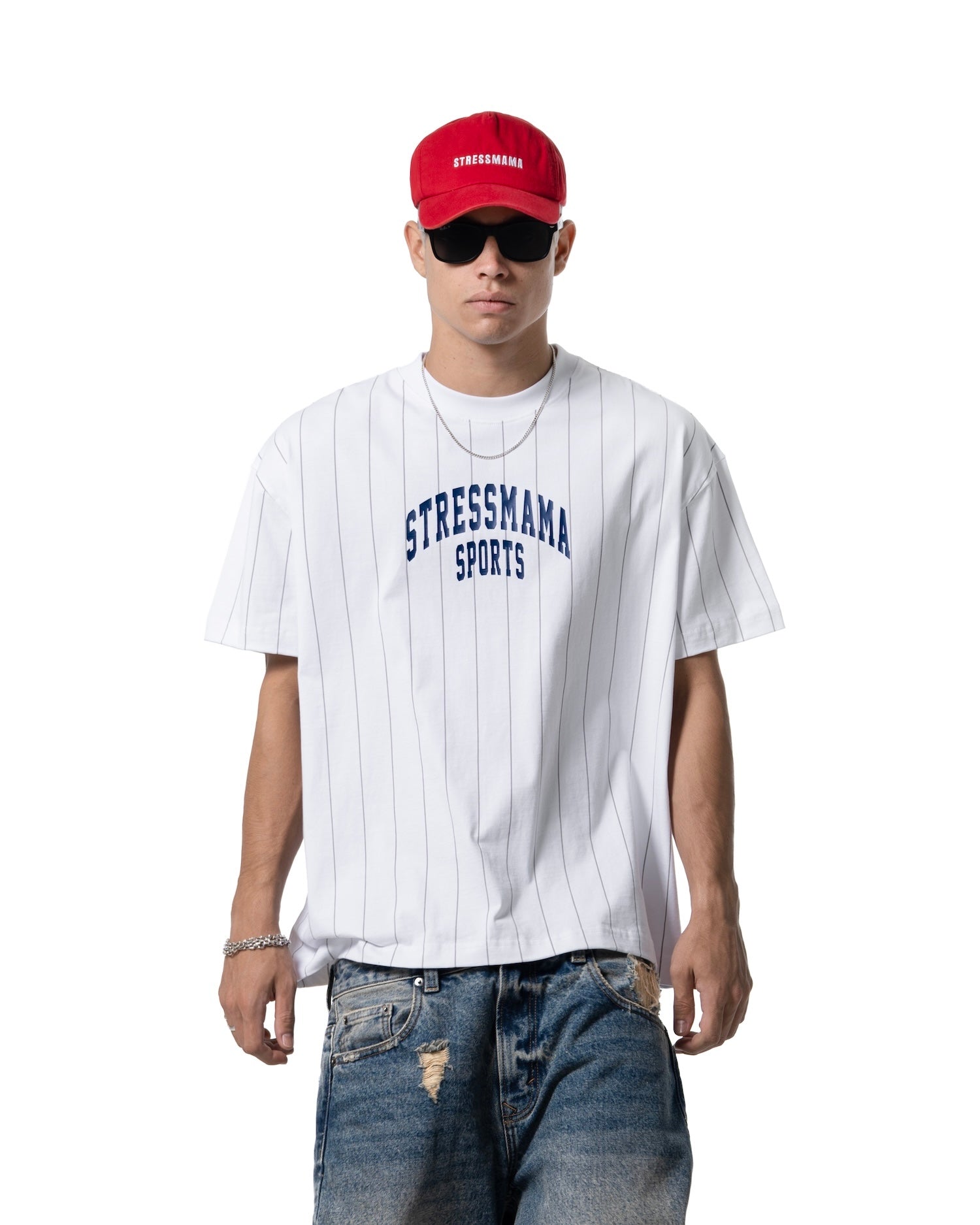 SSMA SPORTS STRIPED T-SHIRT - WHITE