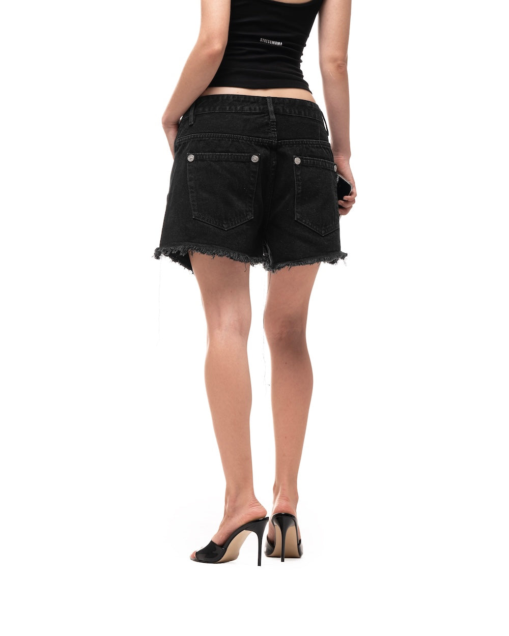 HÔTEL MAMA DENIM SHORTS - BLACK