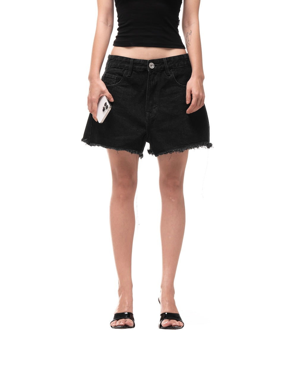HÔTEL MAMA DENIM SHORTS - BLACK