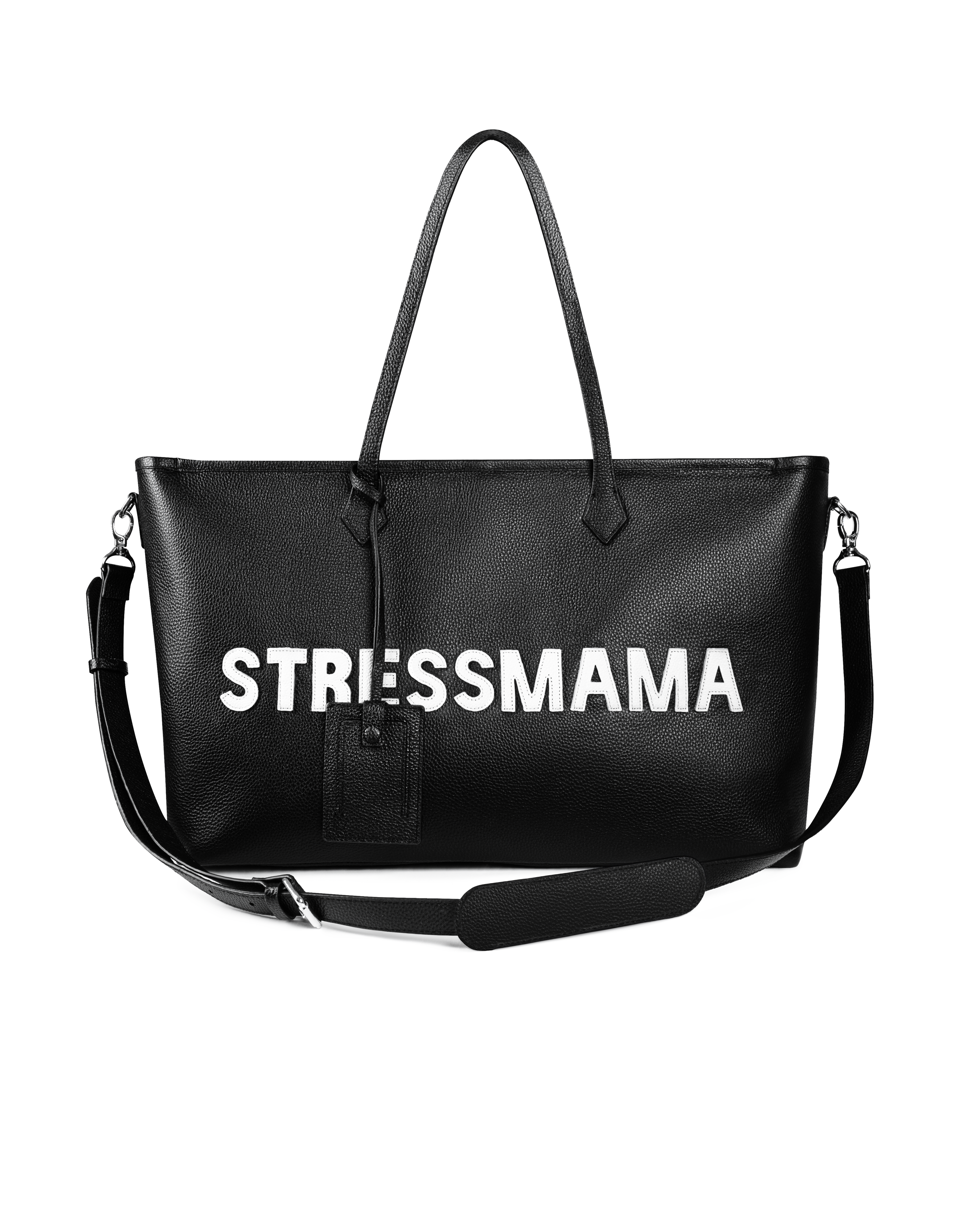 FW25 SIGNATURE LEATHER TOTE BAG - BLACK