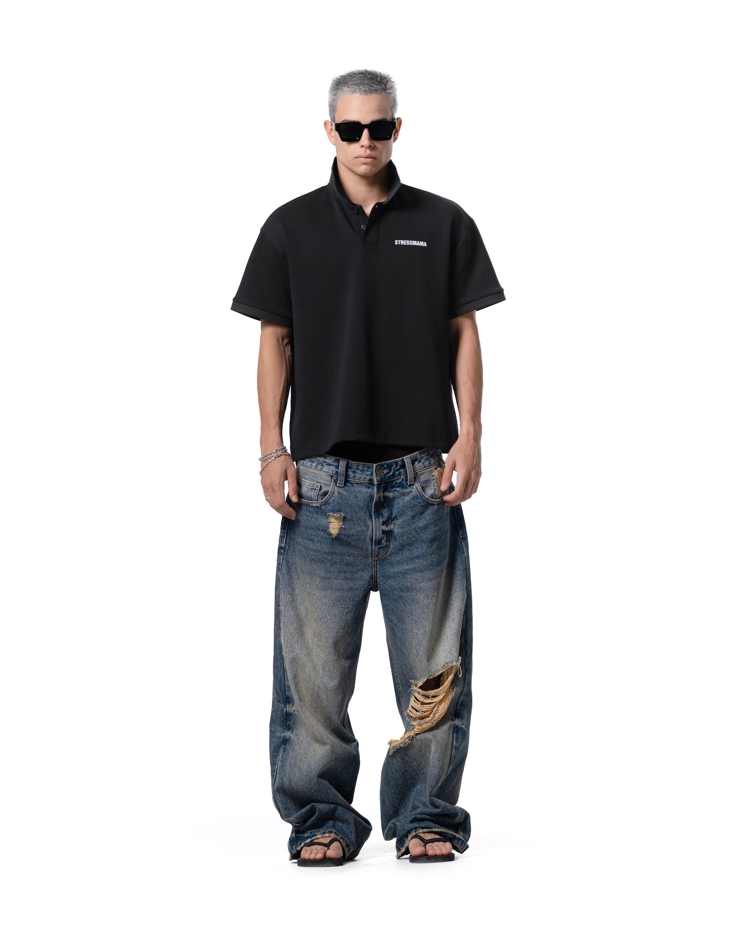 SSMA LOGO POLO T-SHIRT - BLACK