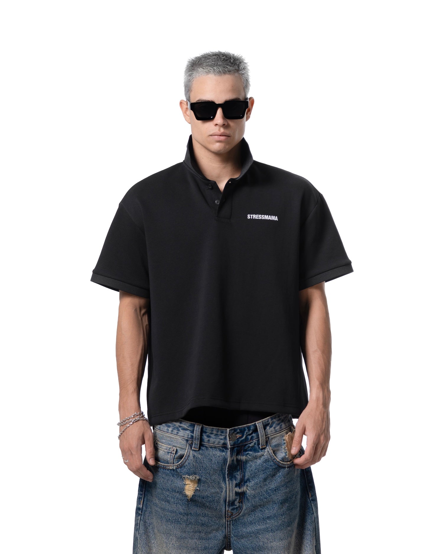 SSMA LOGO POLO T-SHIRT - BLACK