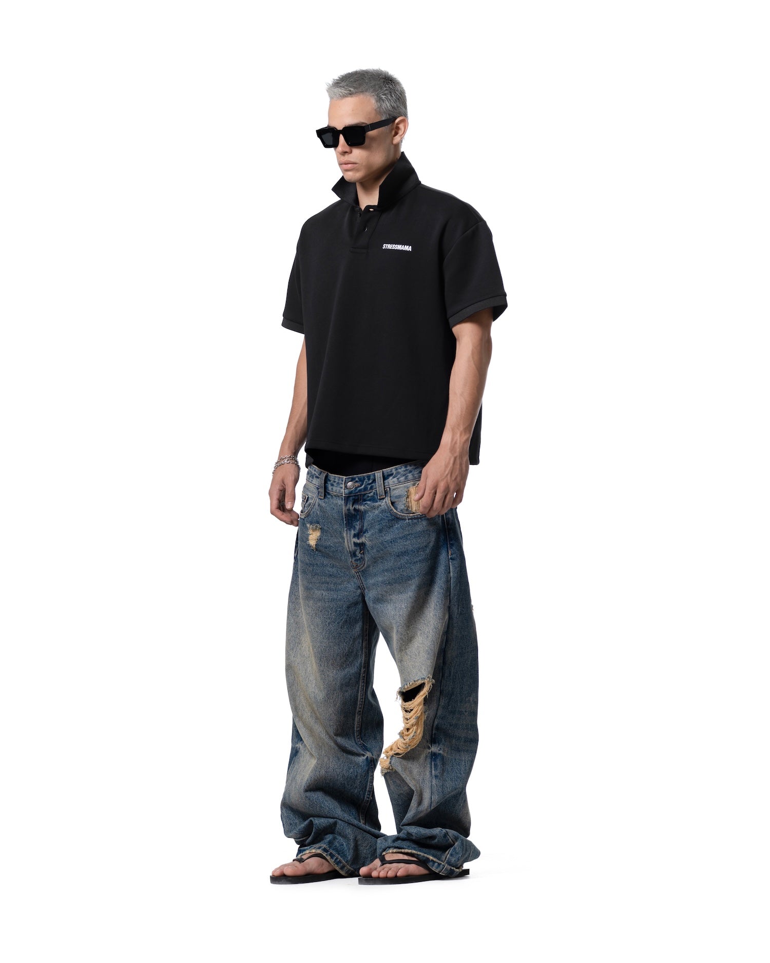 SSMA LOGO POLO T-SHIRT - BLACK