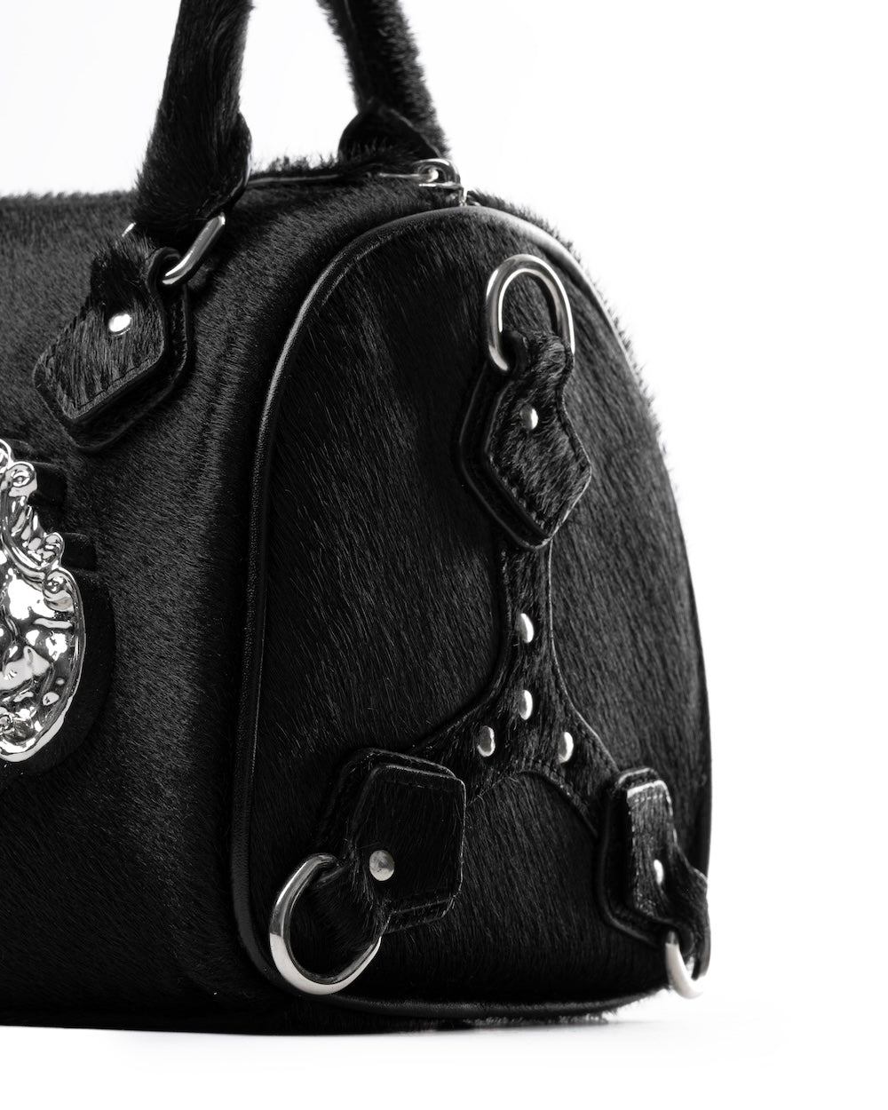 SSMA COWHIDE LEATHER BAG - HAIRON BLACK