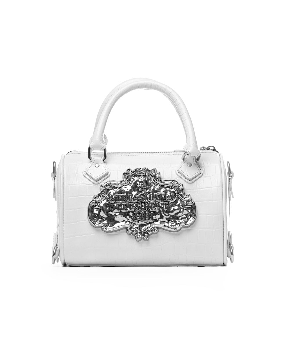 SSMA COWHIDE LEATHER BAG - EMBOSSED WHITE