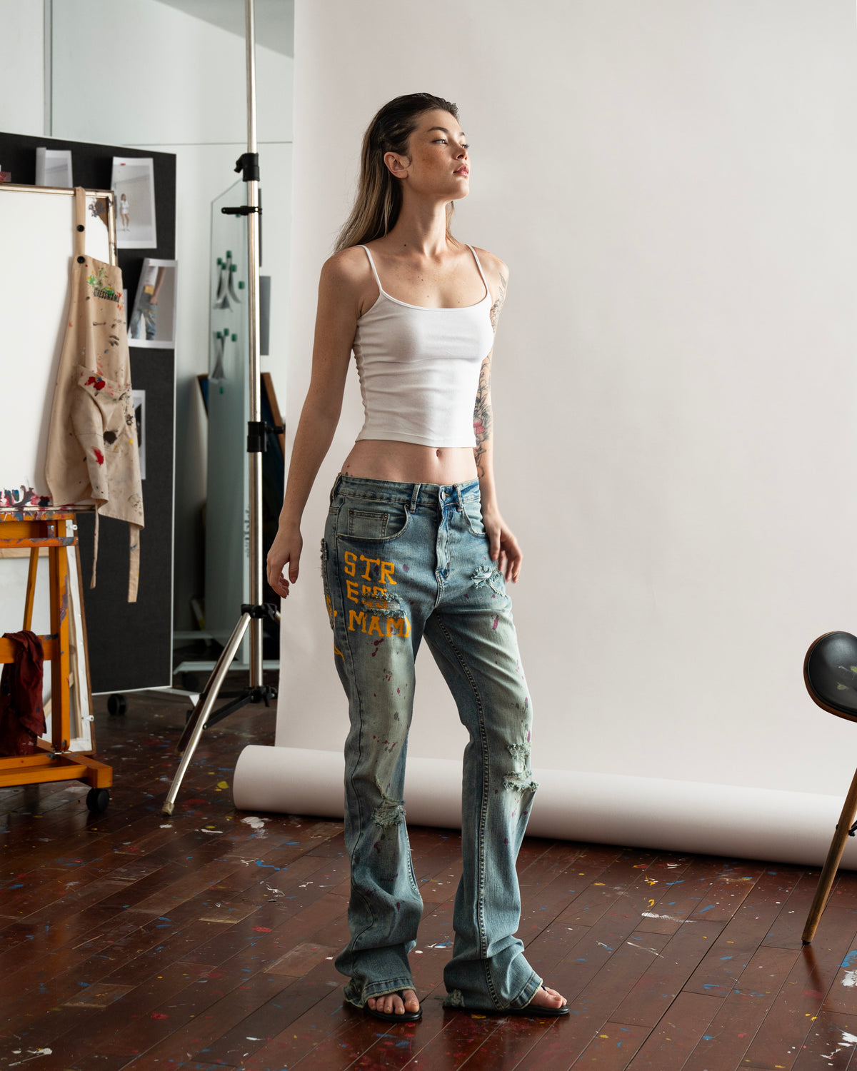 SSMA ART SPACE FLARED JEANS - BLUE