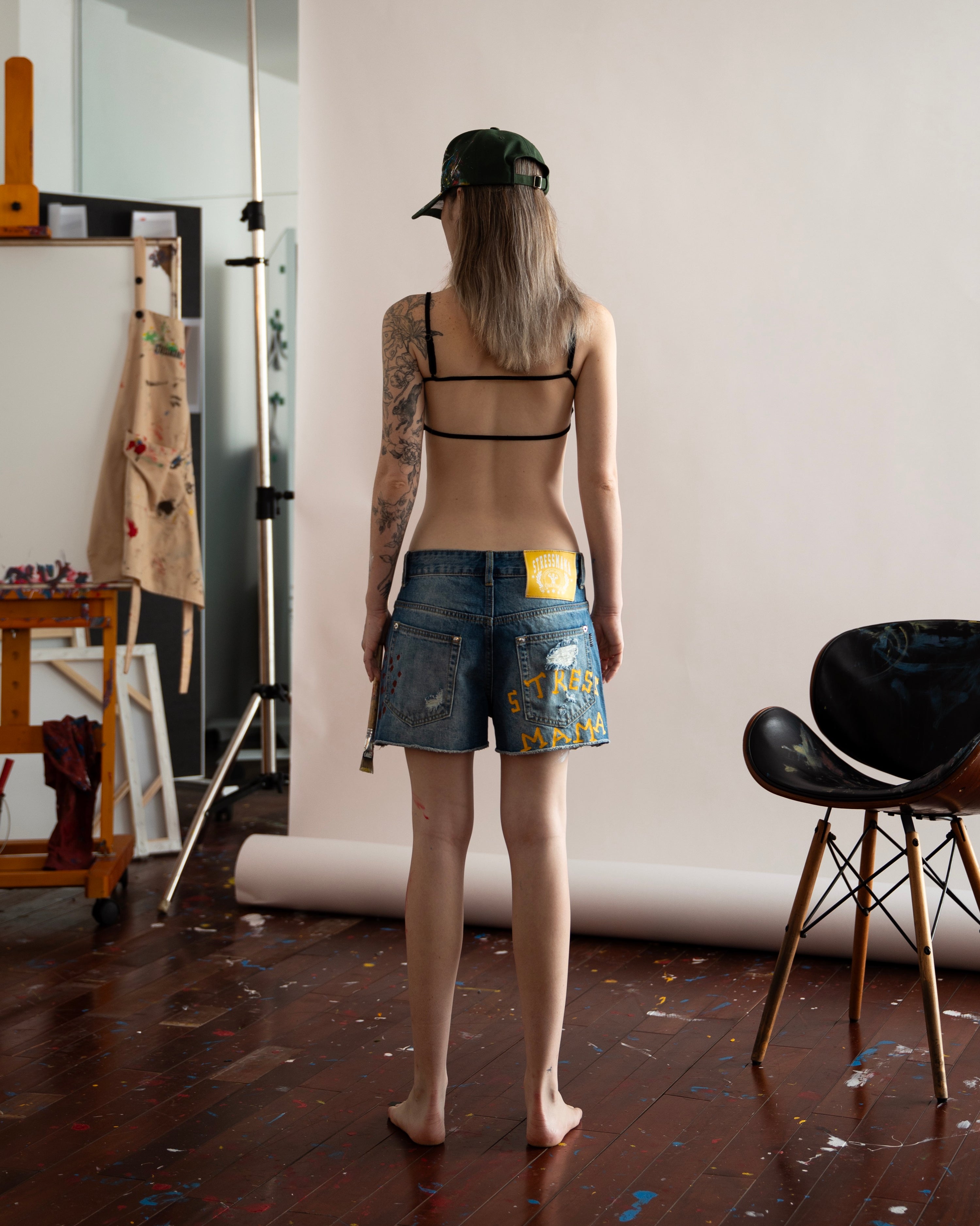 SSMA PAINT DENIM SHORTS - BLUE