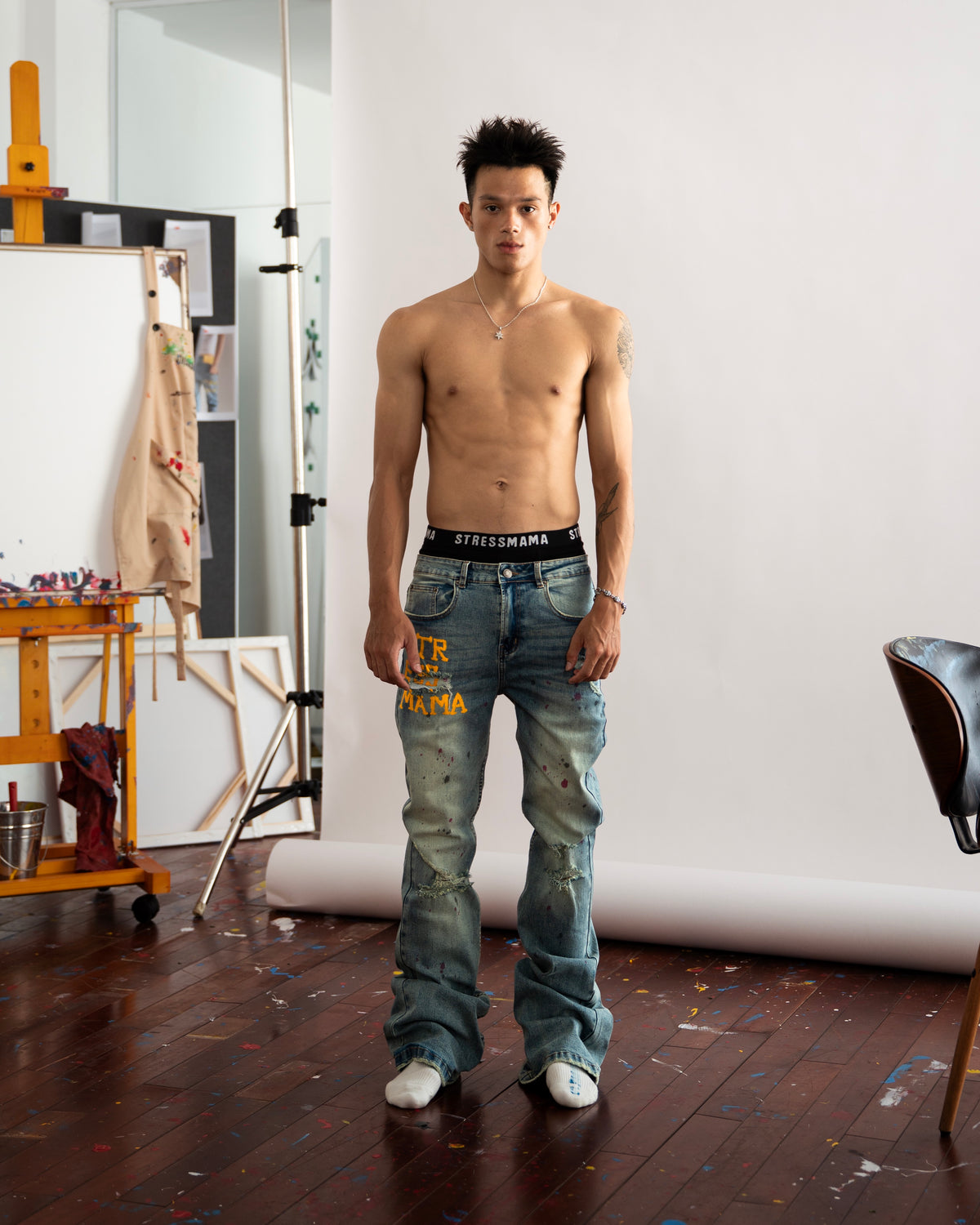 SSMA ART SPACE FLARED JEANS - BLUE