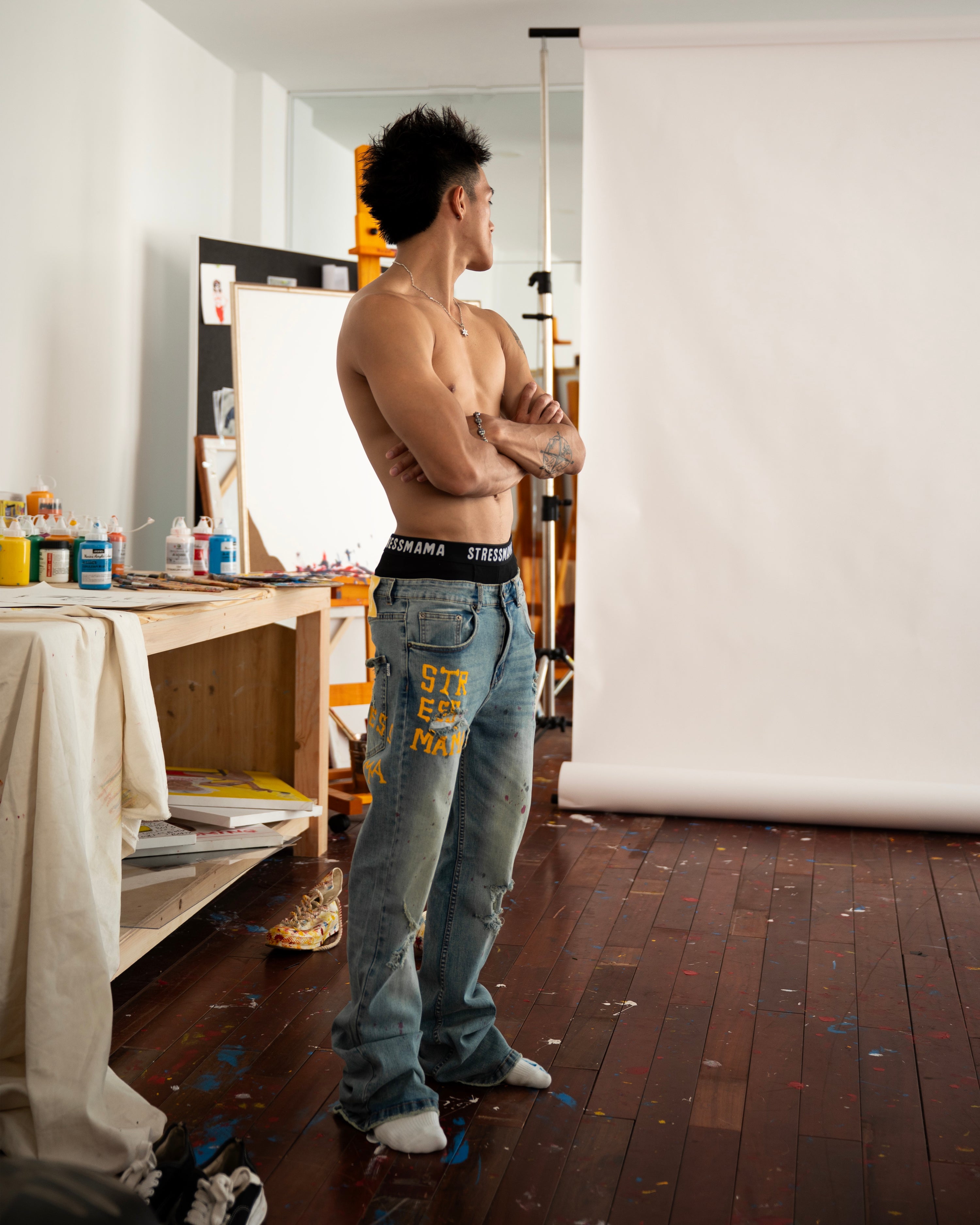 SSMA ART SPACE FLARED JEANS - BLUE