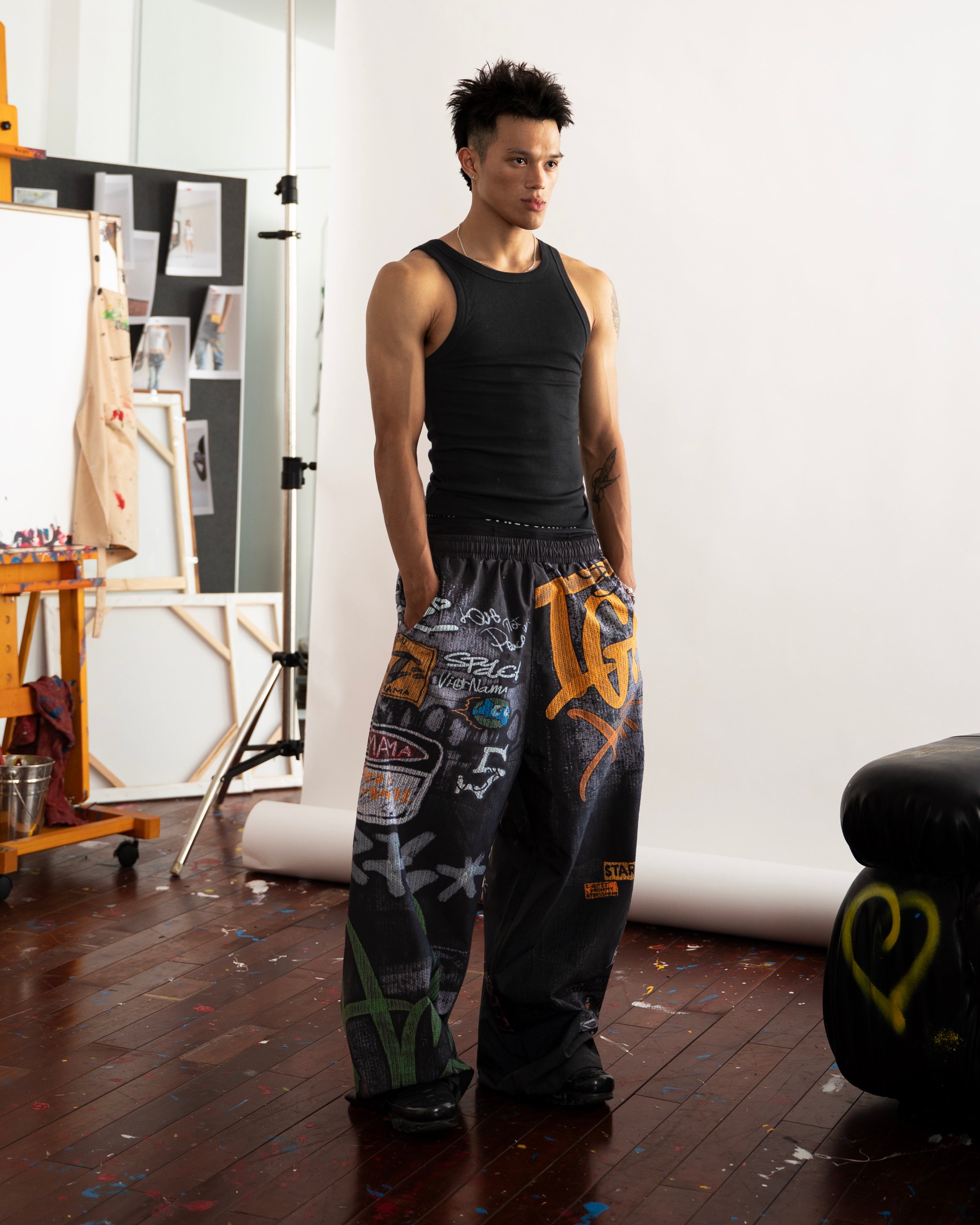 SSMA GRAFFITI PANTS - BLACK