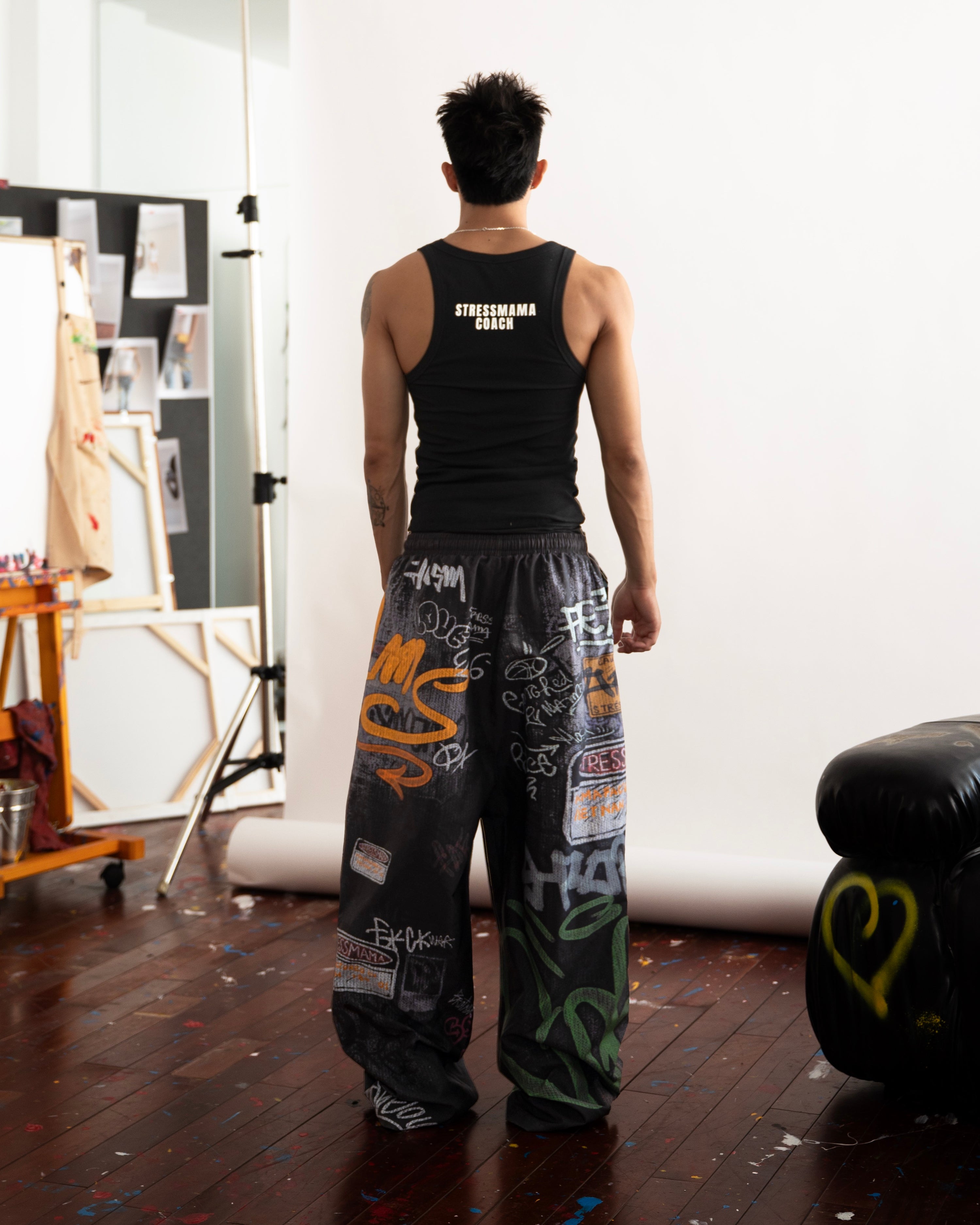 SSMA GRAFFITI PANTS - BLACK