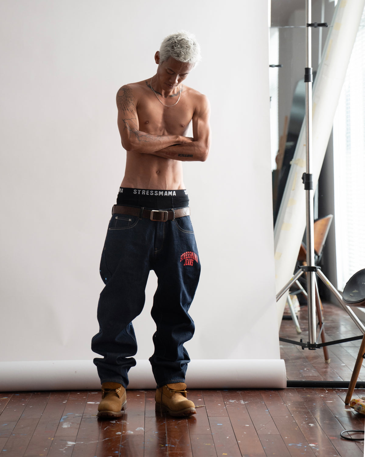SSMA COLOR SPLATTER JEANS - DARK BLUE