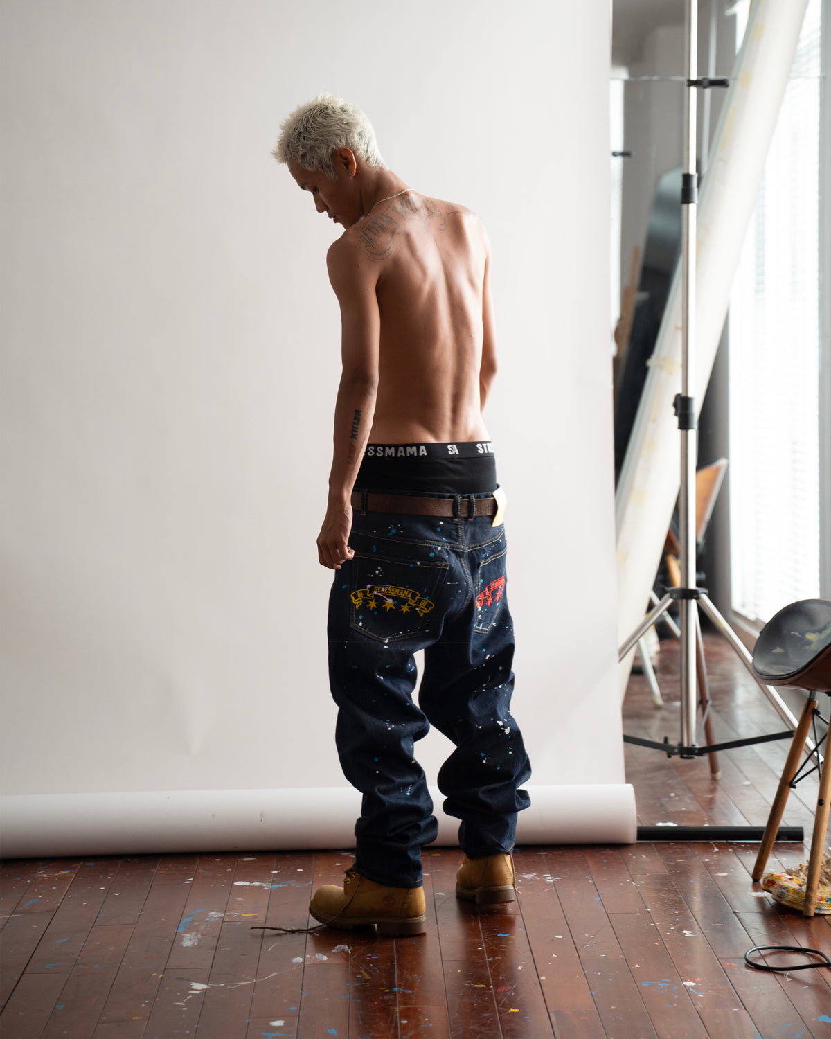 SSMA COLOR SPLATTER JEANS - DARK BLUE