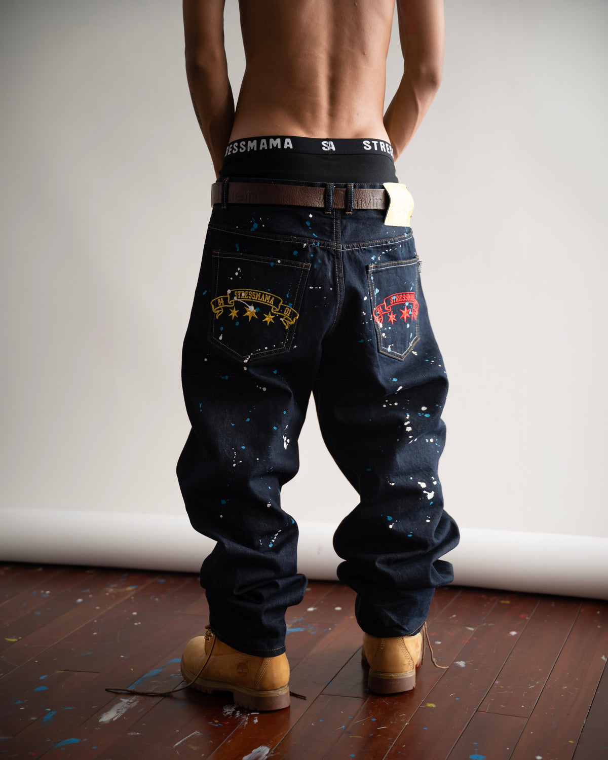 SSMA COLOR SPLATTER JEANS - DARK BLUE