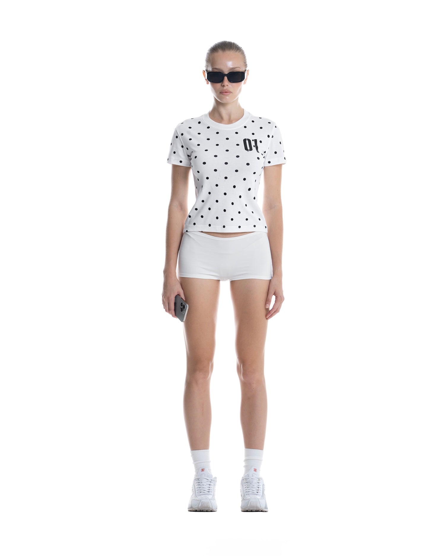 SSMA 01 POLKA DOT SMART FIT T-SHIRT - WHITE