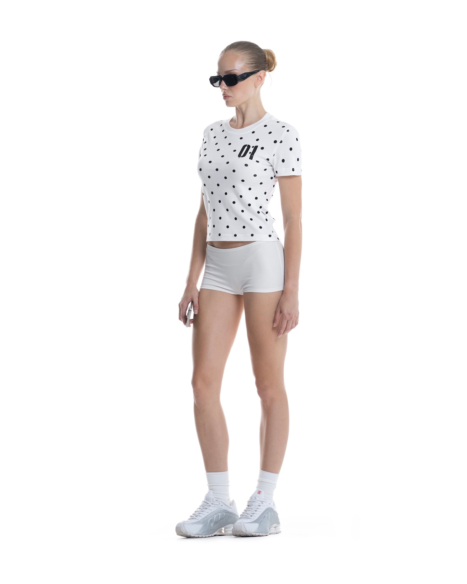 SSMA 01 POLKA DOT SMART FIT T-SHIRT - WHITE