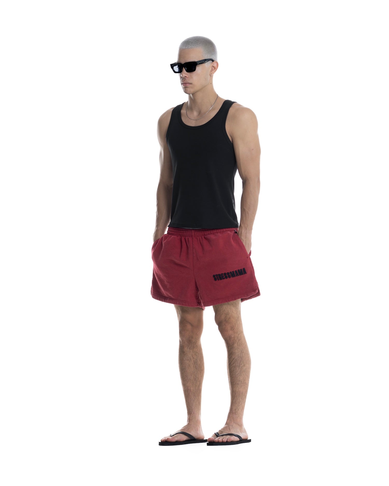 SSMA WASHED SWEAT SHORTS - RED