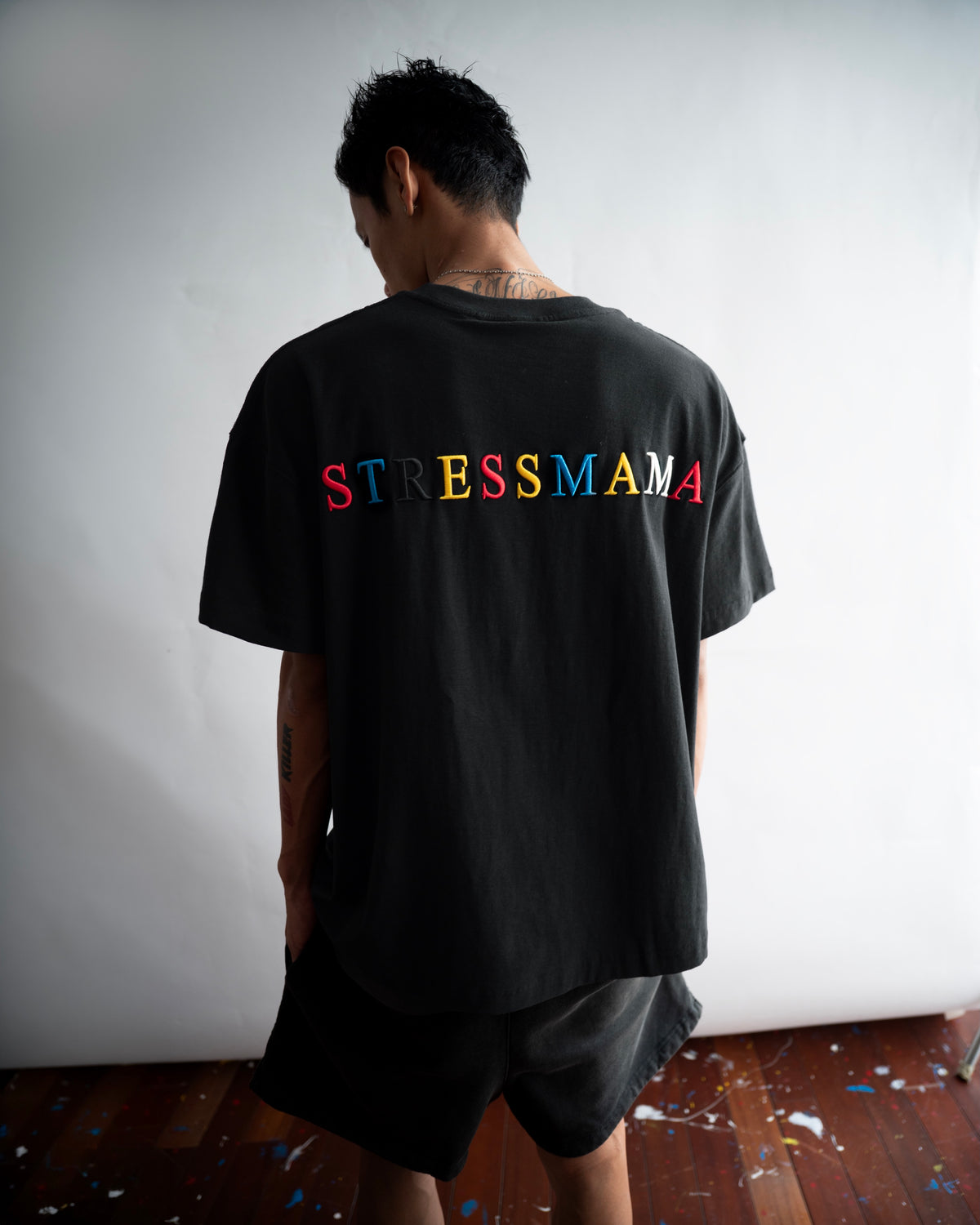SSMA RAINBOW EMBROIDERY T-SHIRT - BLACK