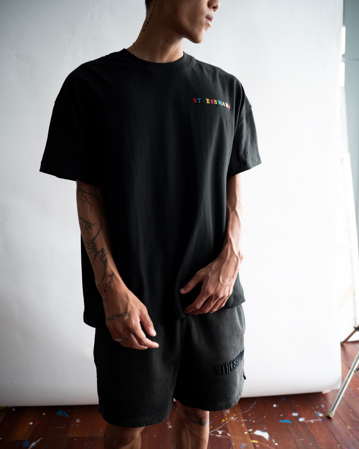 SSMA RAINBOW EMBROIDERY T-SHIRT - BLACK
