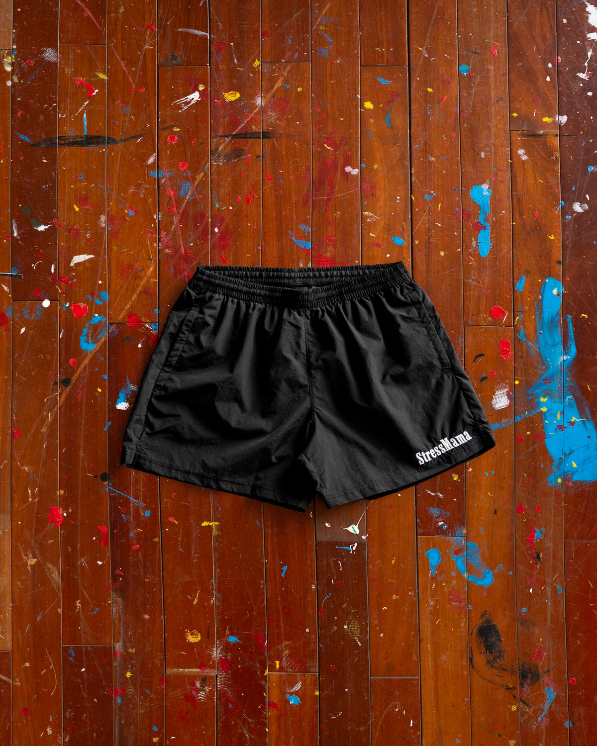 STRESSMAMA FLOATING TRACK SHORTS - BLACK