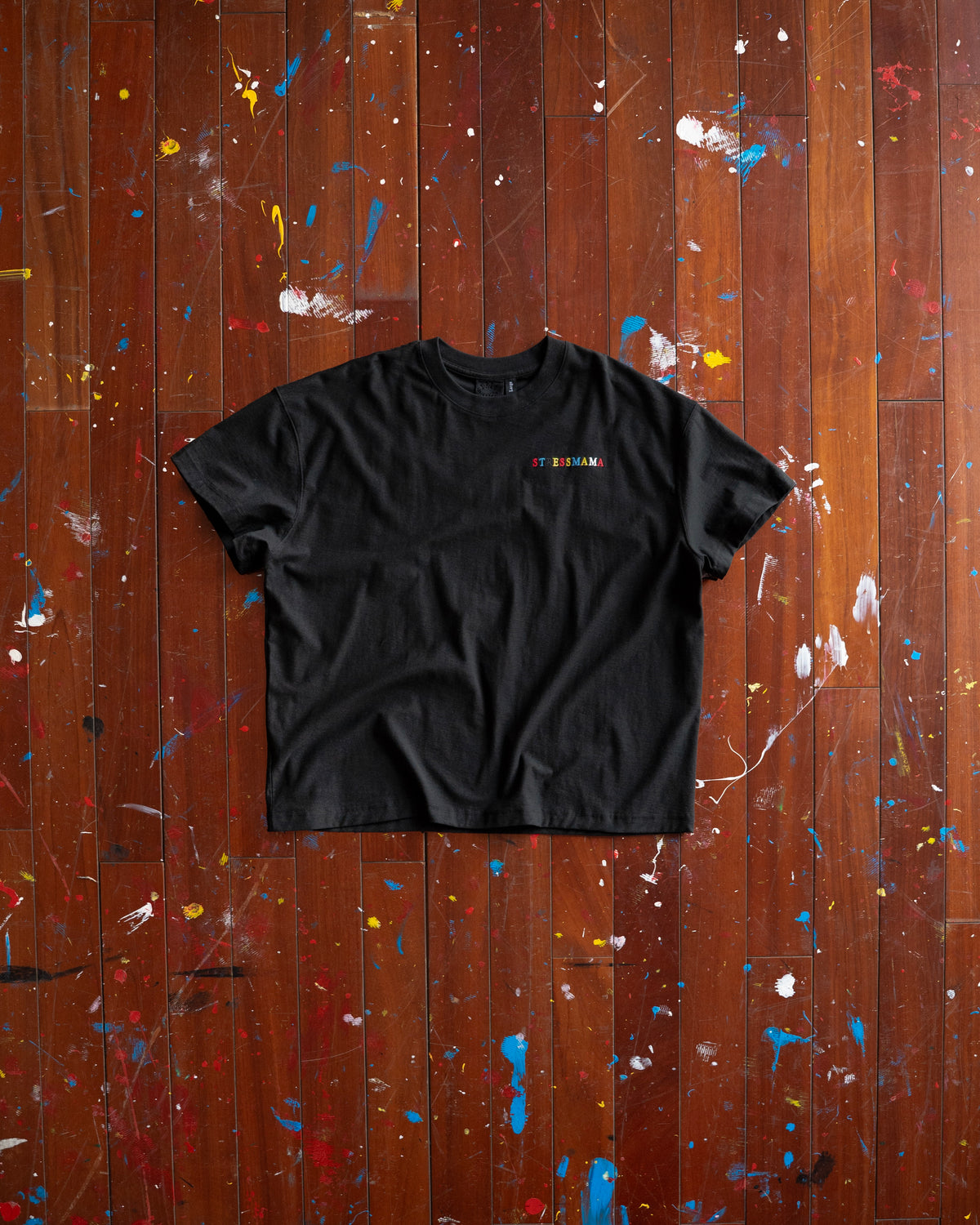 SSMA RAINBOW EMBROIDERY T-SHIRT - BLACK