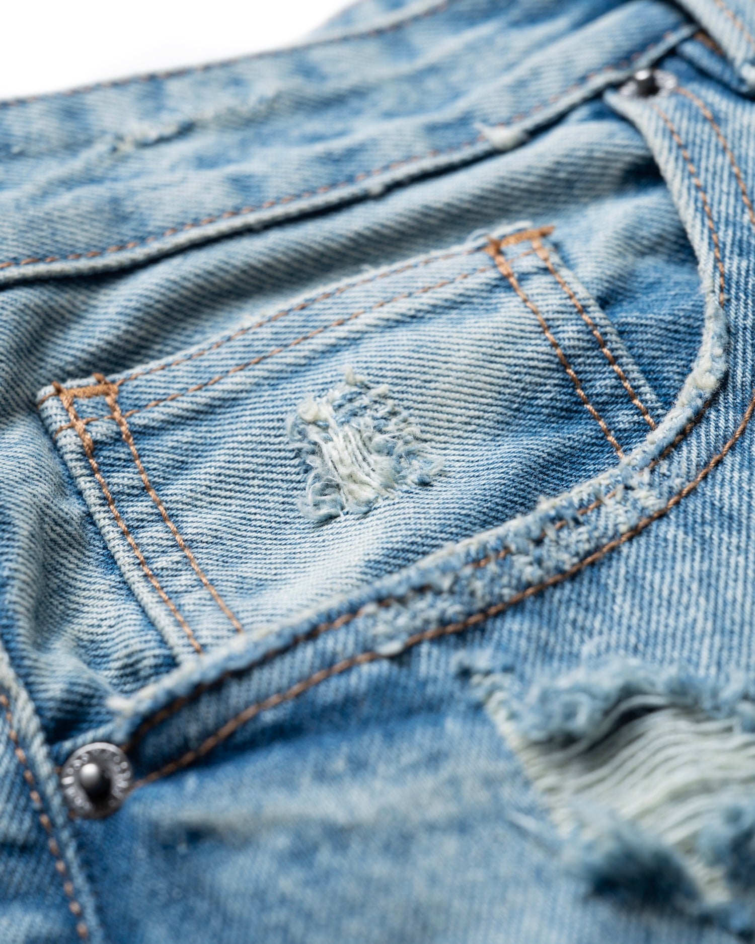 SSMA DISTRESSED RAW HEM JEANS - BLUE