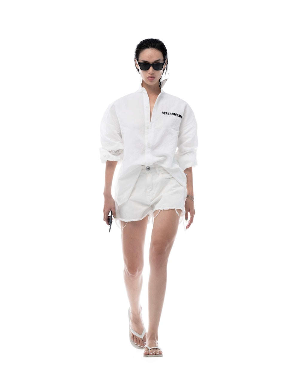 HÔTEL MAMA DENIM SHORTS - WHITE
