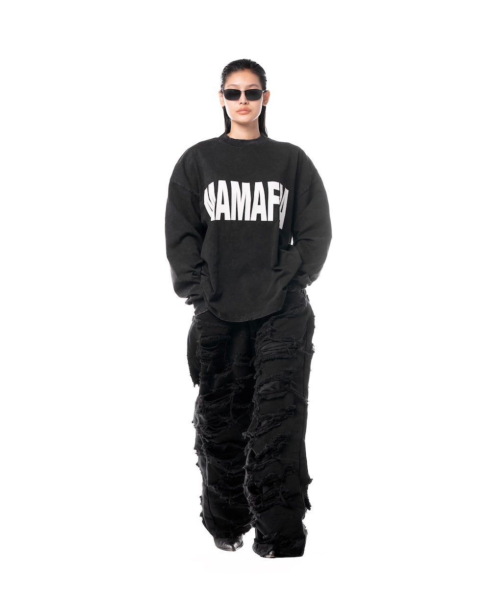 MAMAFIA DISTRESSED JEANS - BLACK